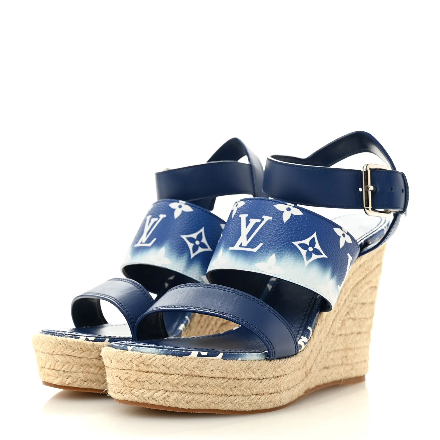 Monogram Escale Starboard Wedge Sandal 40 Blue - Image 4