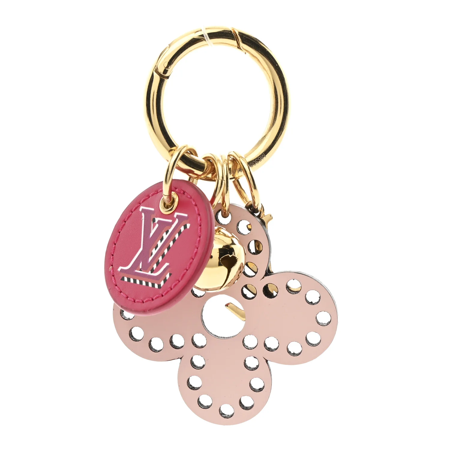 Monogram Fetish Flower Perforated Bag Charm Pink