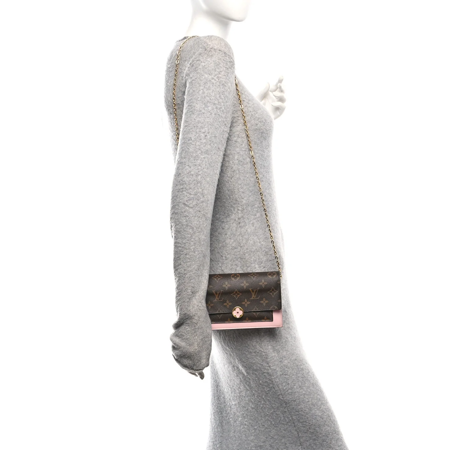 Monogram Flore Chain Wallet Rose Ballerine - Image 2