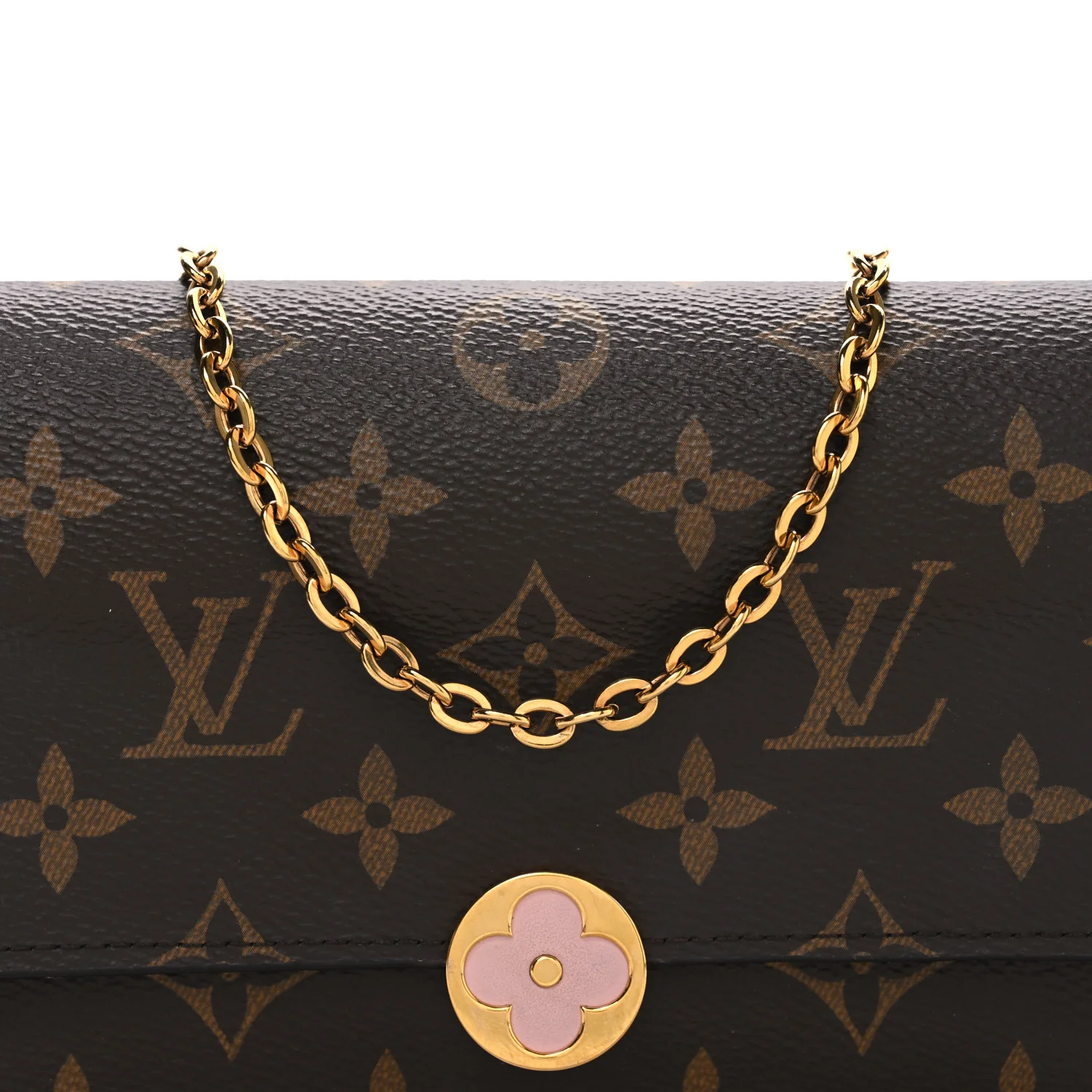 Monogram Flore Chain Wallet Rose Ballerine - Image 7
