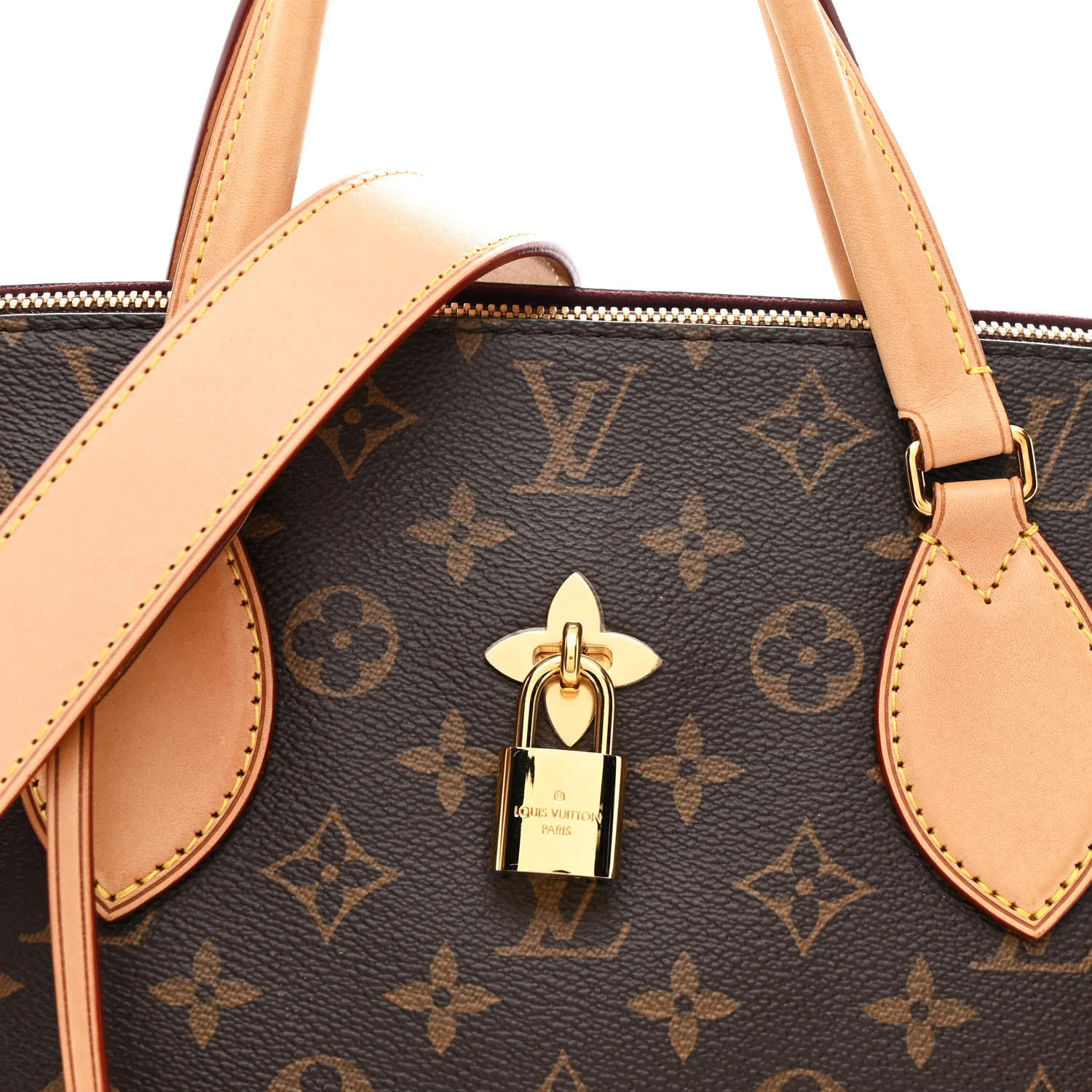 Monogram Flower Zipped Tote MM Beige - Image 8