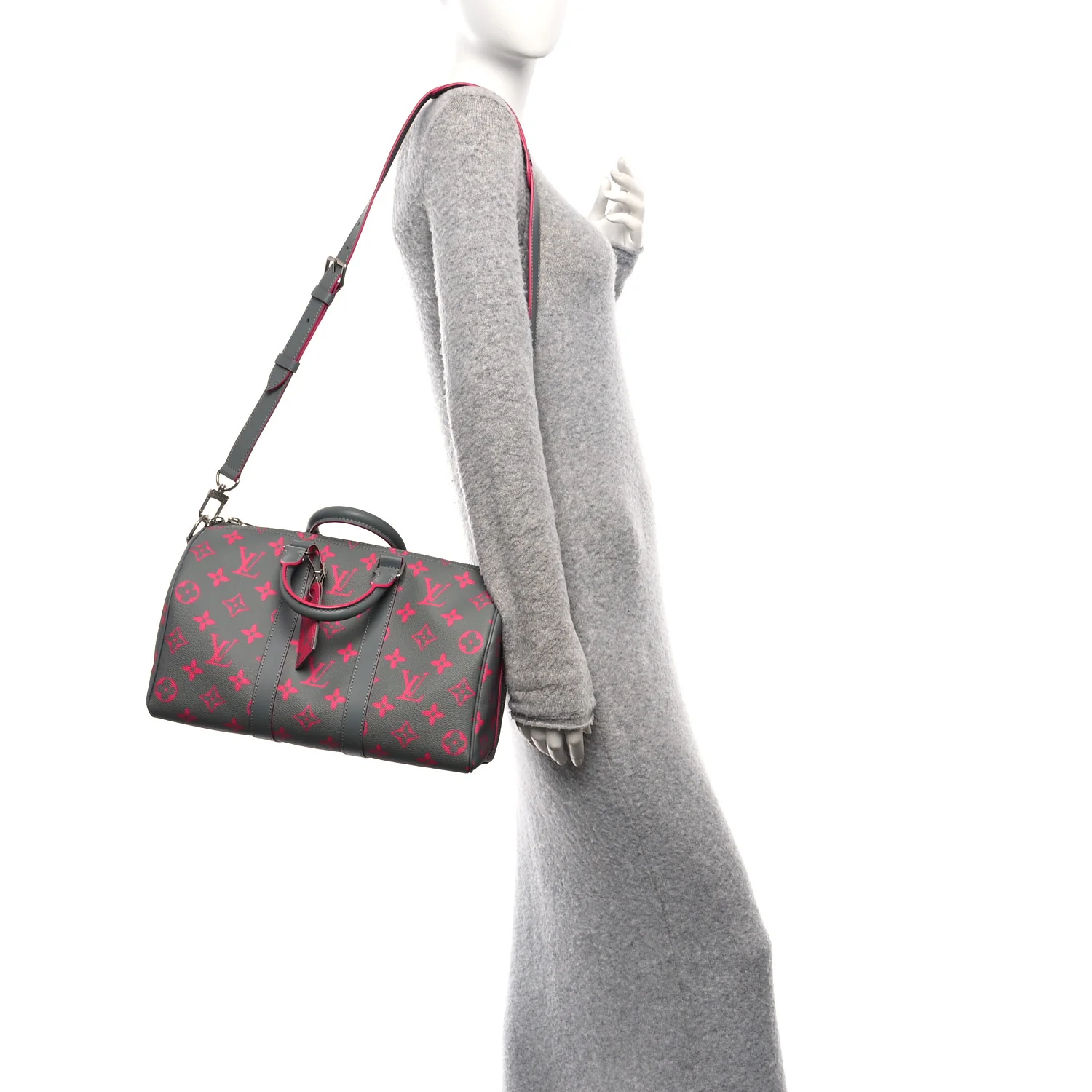Monogram Glow Up Keepall Bandouliere 35 Grey Pink - Image 2