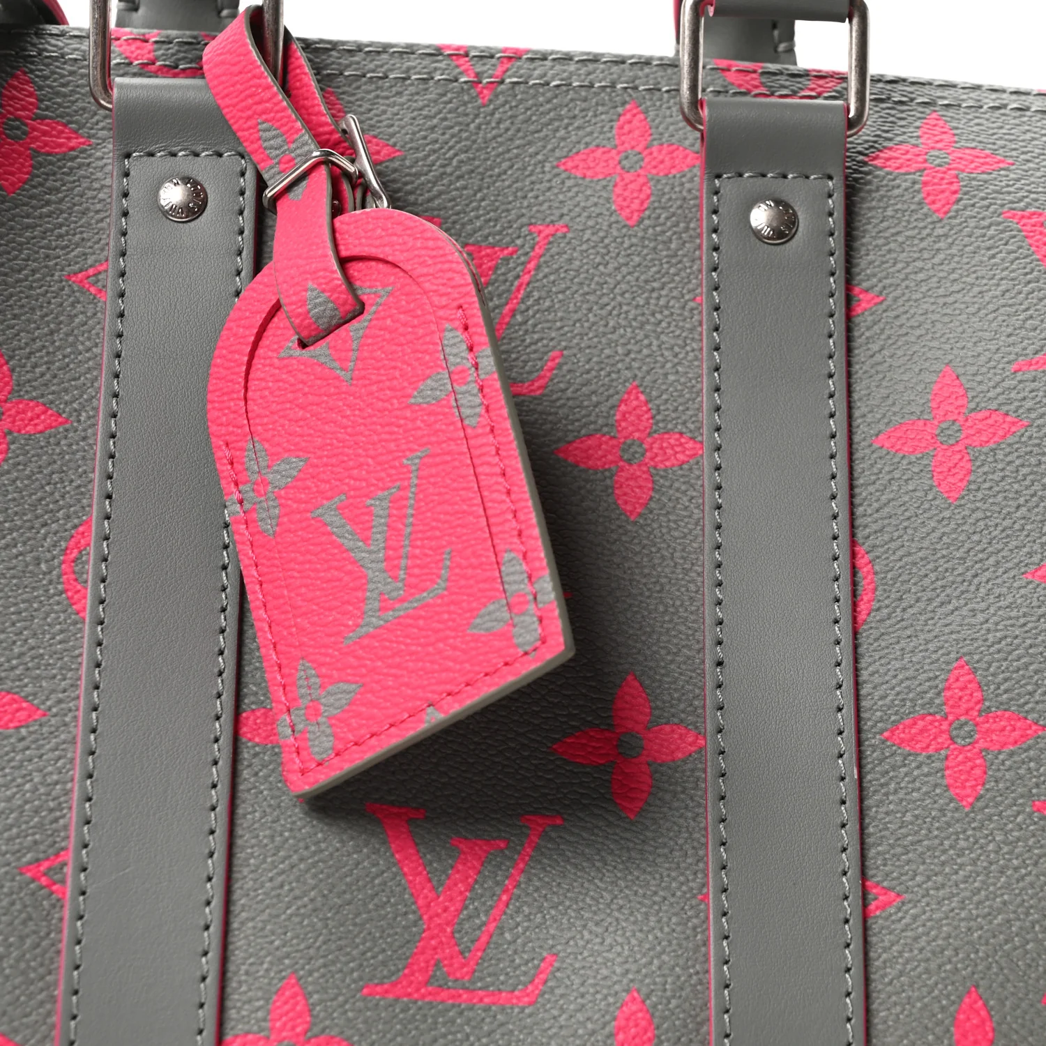 Monogram Glow Up Keepall Bandouliere 35 Grey Pink - Image 7