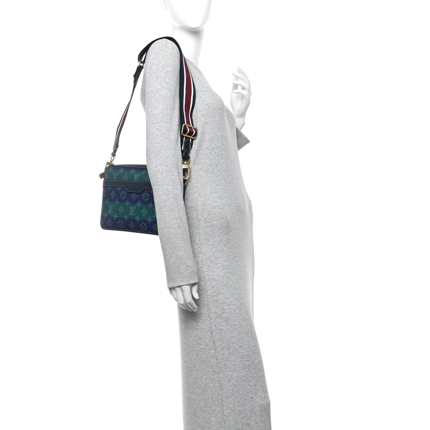 Monogram Heritage Stripes Trio Messenger Blue - Image 2
