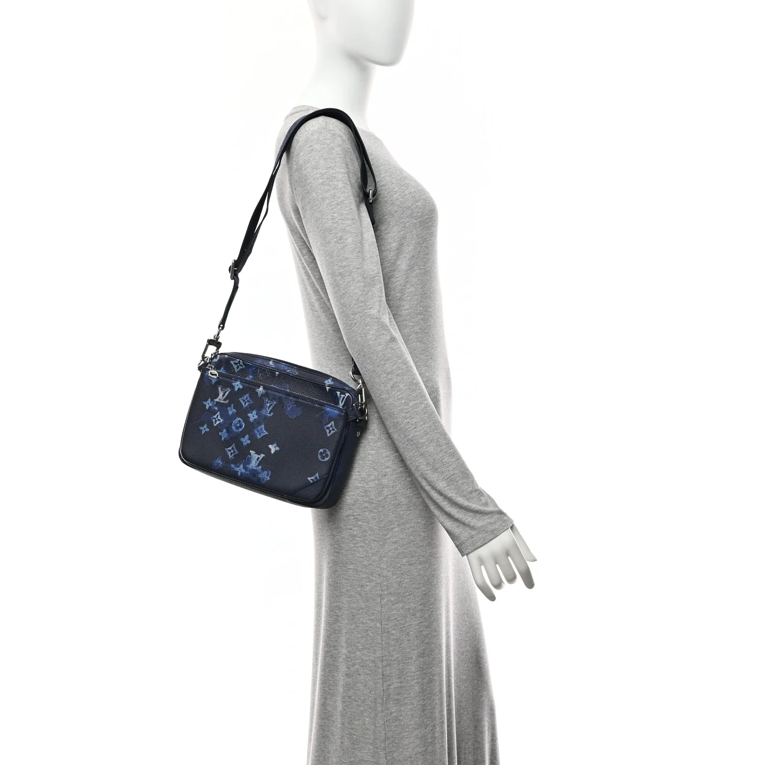 Monogram Ink Watercolor Trio Messenger Bag Blue - Image 2