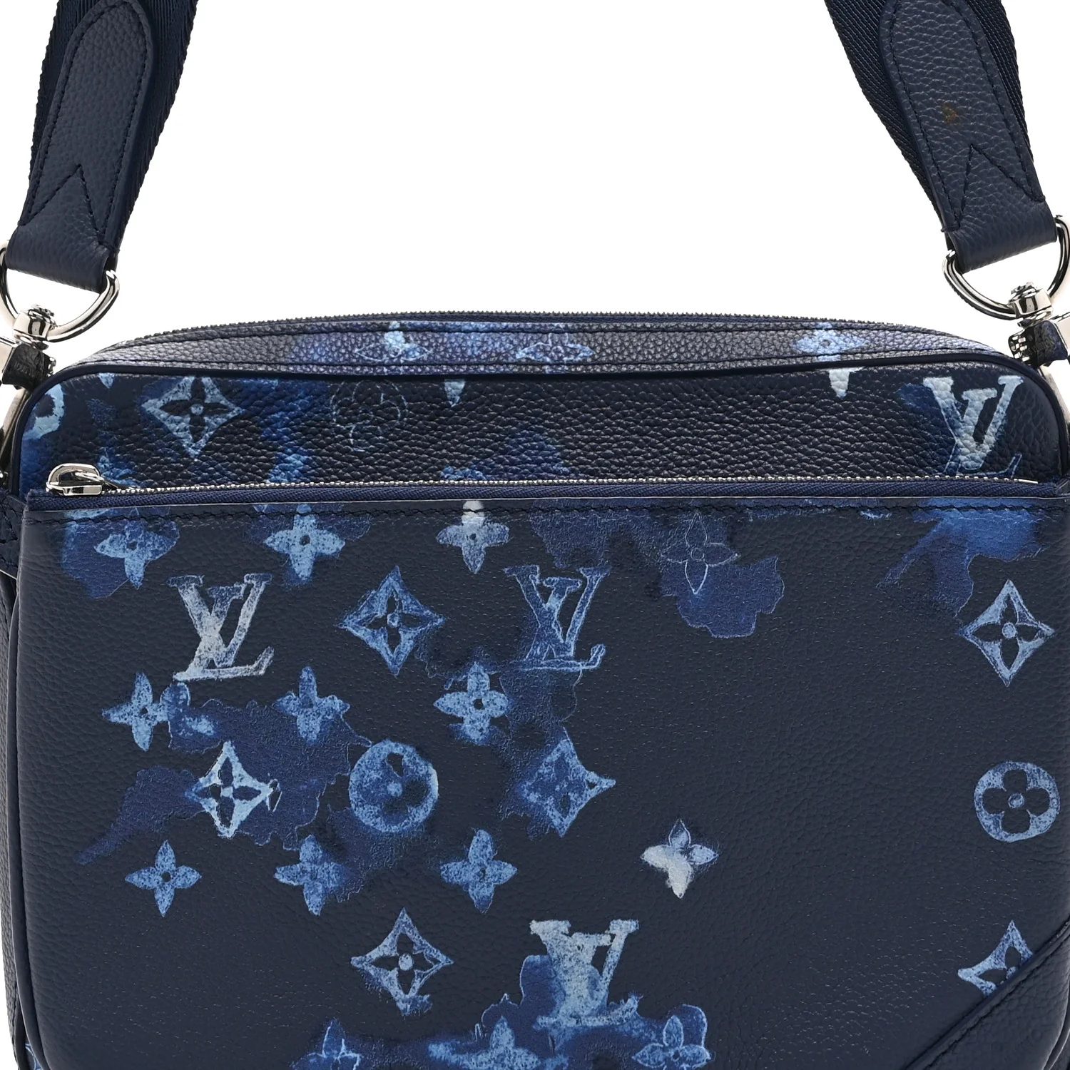 Monogram Ink Watercolor Trio Messenger Bag Blue - Image 8