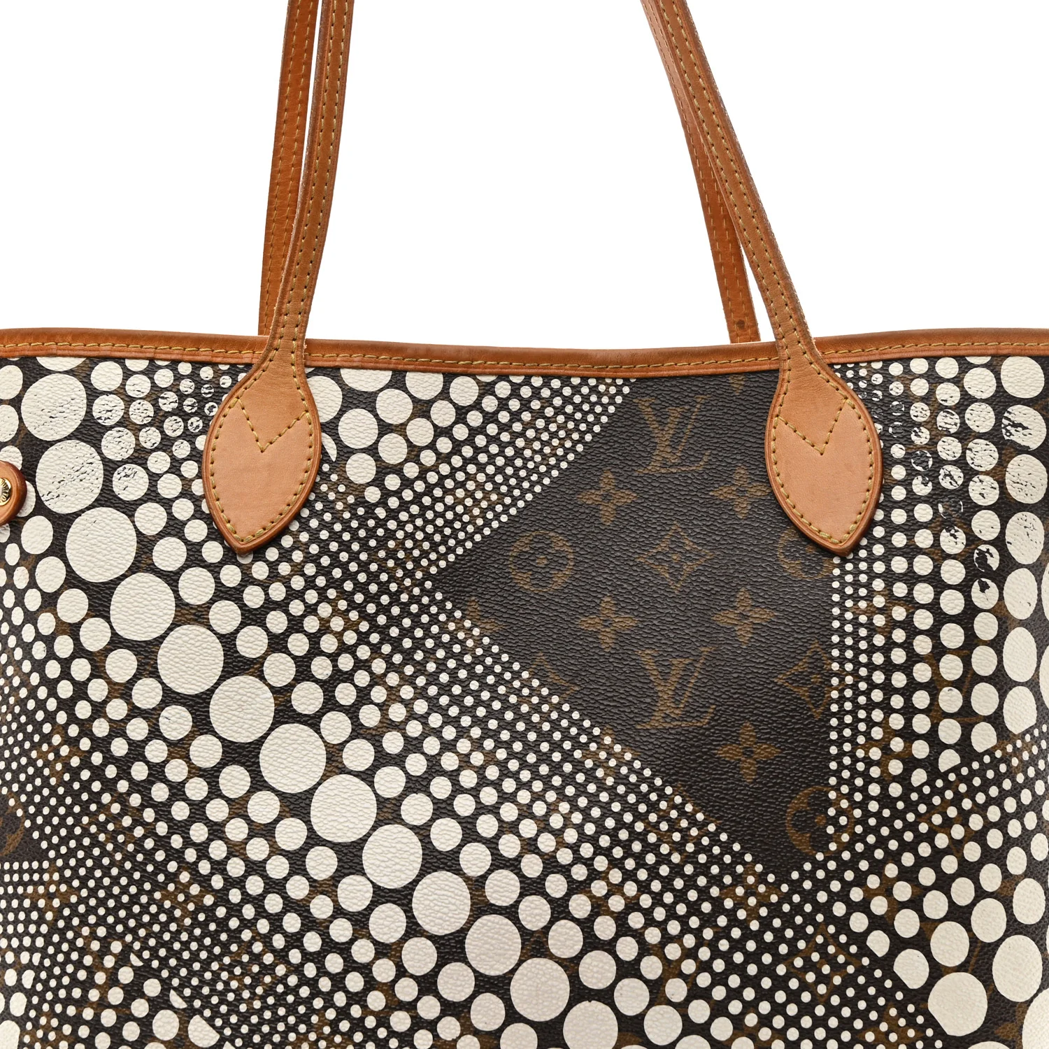 Monogram Kusama Waves Neverfull MM White - Image 12