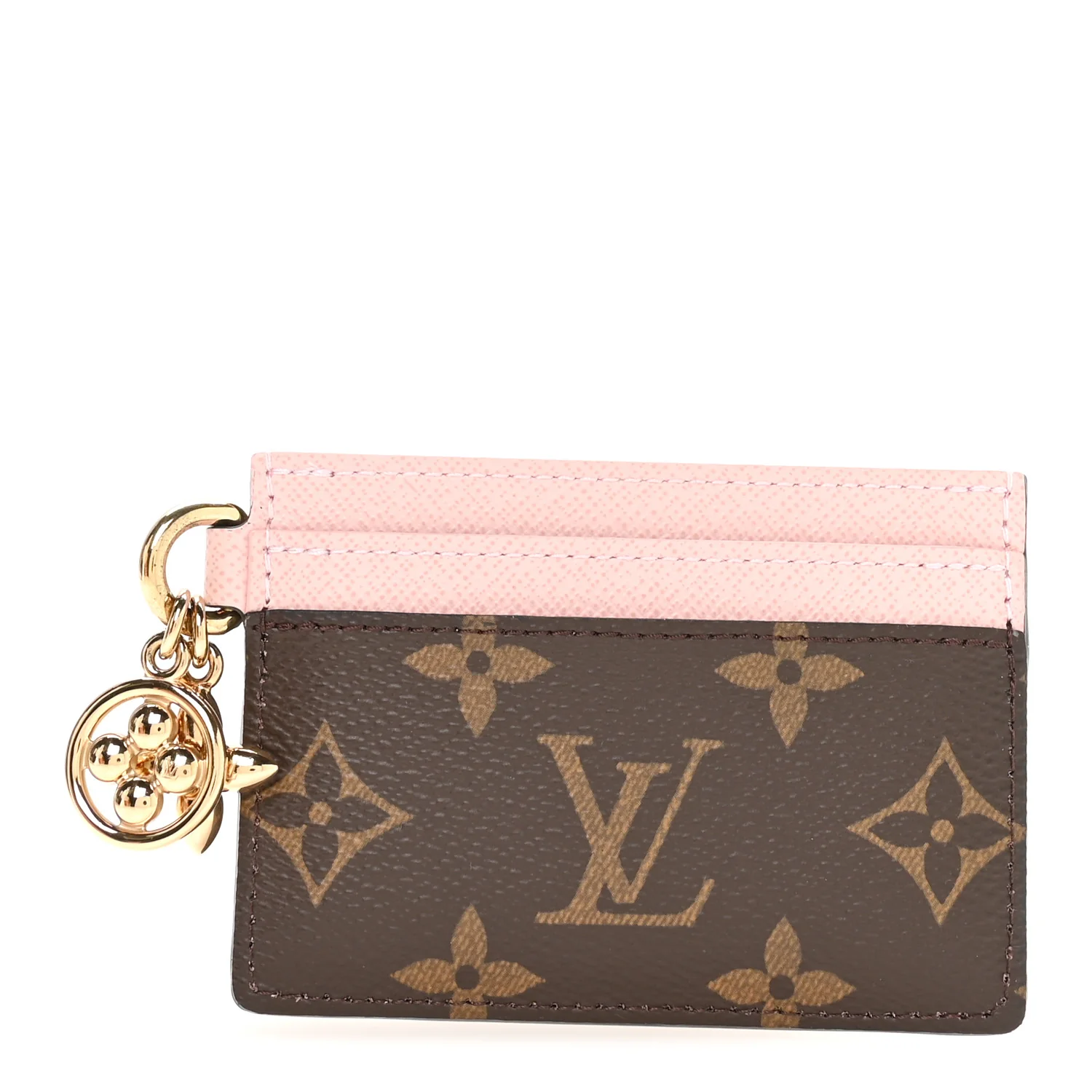 Monogram LV Charms Card Holder Rose Ballerine