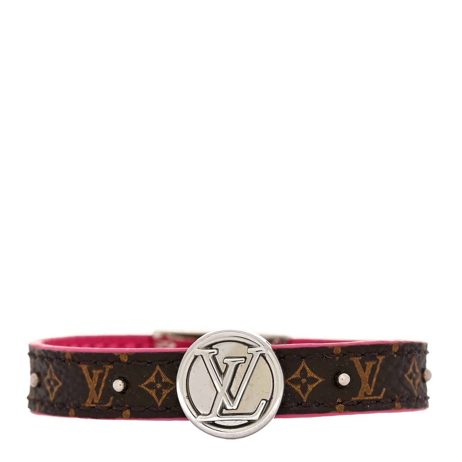 Monogram LV Circle Reversible Bracelet 17 Rose Falbala - Image 2