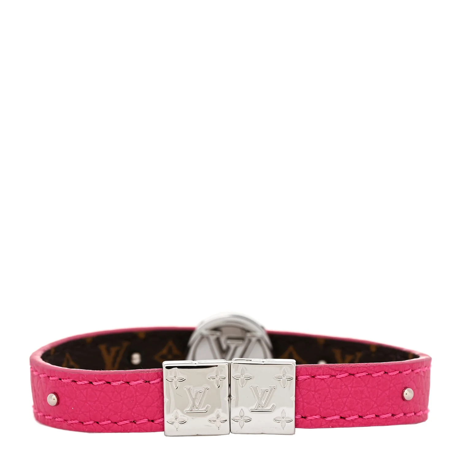 Monogram LV Circle Reversible Bracelet 17 Rose Falbala - Image 3