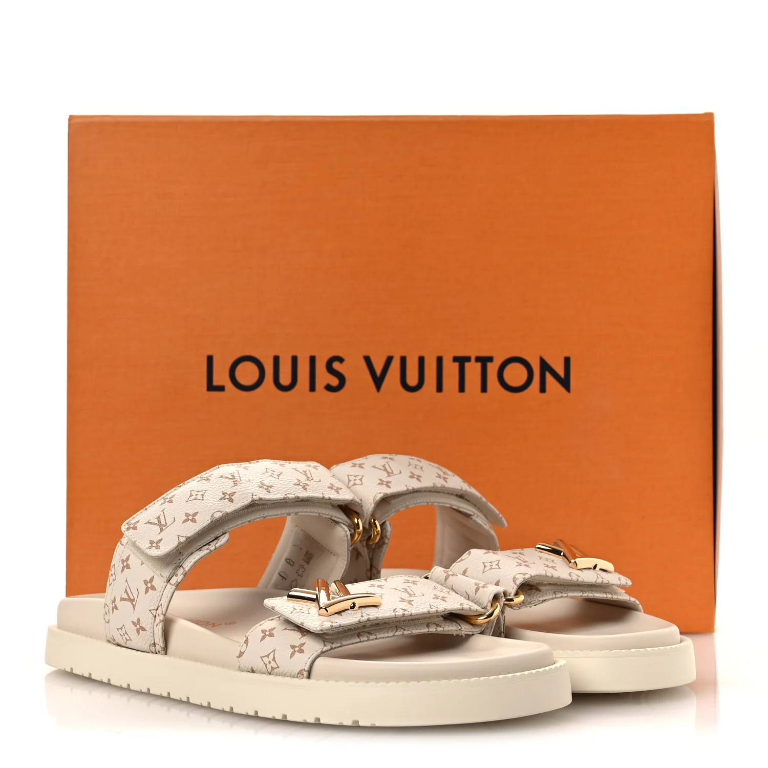 Monogram LV Sunset Comfort Flat Sandals 40 Dune Beige - Image 11