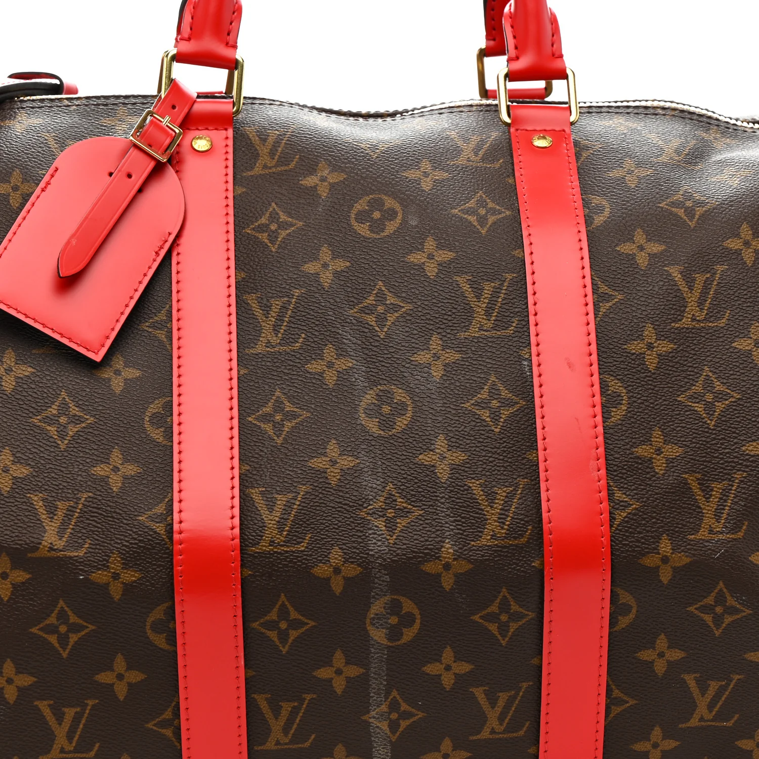 Monogram Macassar Keepall Bandouliere 50 Red - Image 6