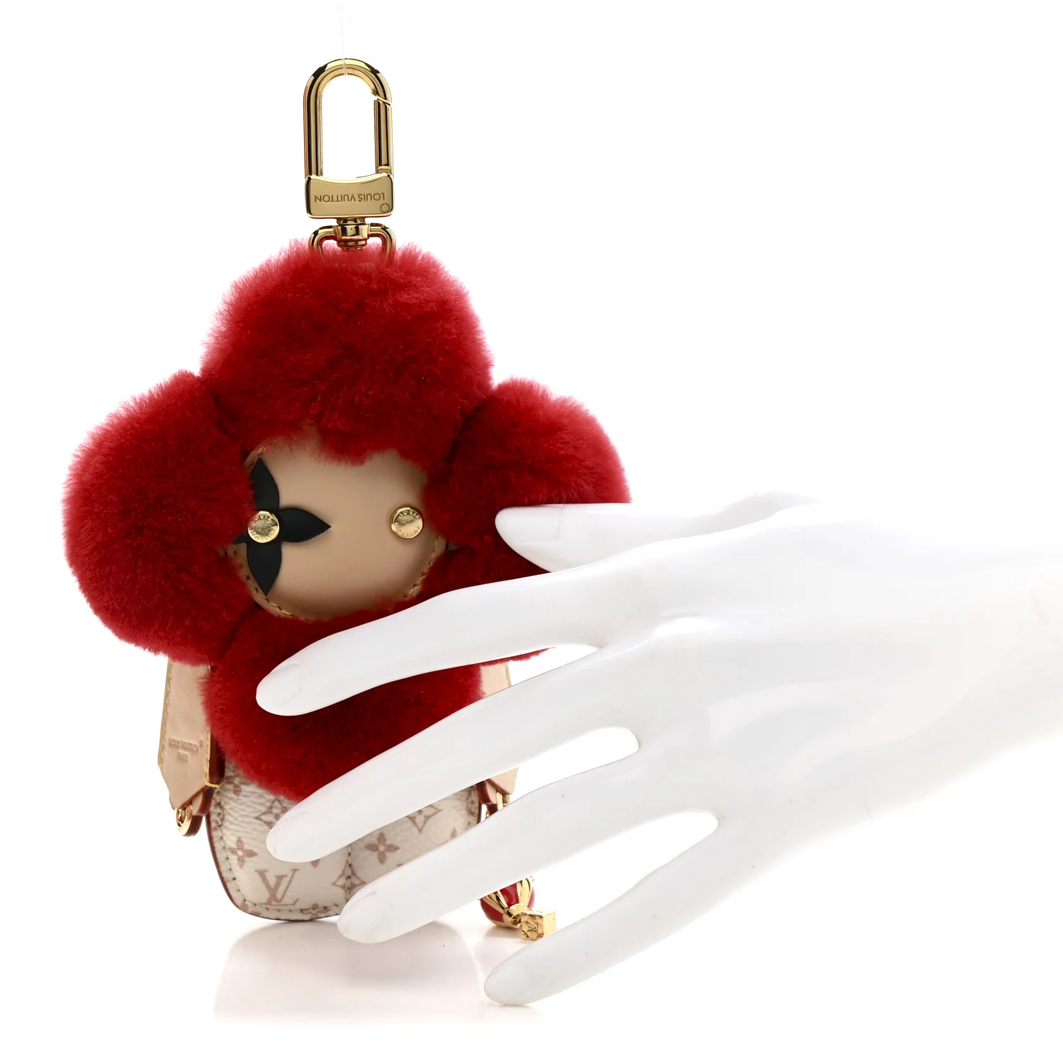 Monogram Mink Fur Vivienne Fashionista Bag Charm Key Holder Red Multicolor - Image 2