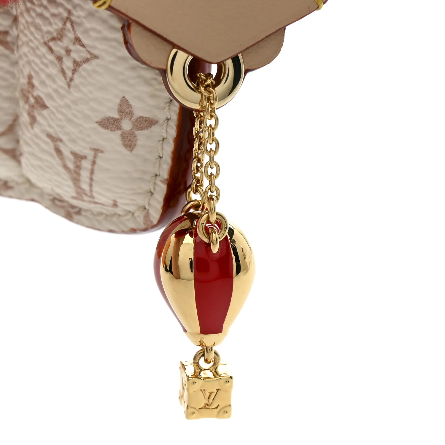 Monogram Mink Fur Vivienne Fashionista Bag Charm Key Holder Red Multicolor - Image 6