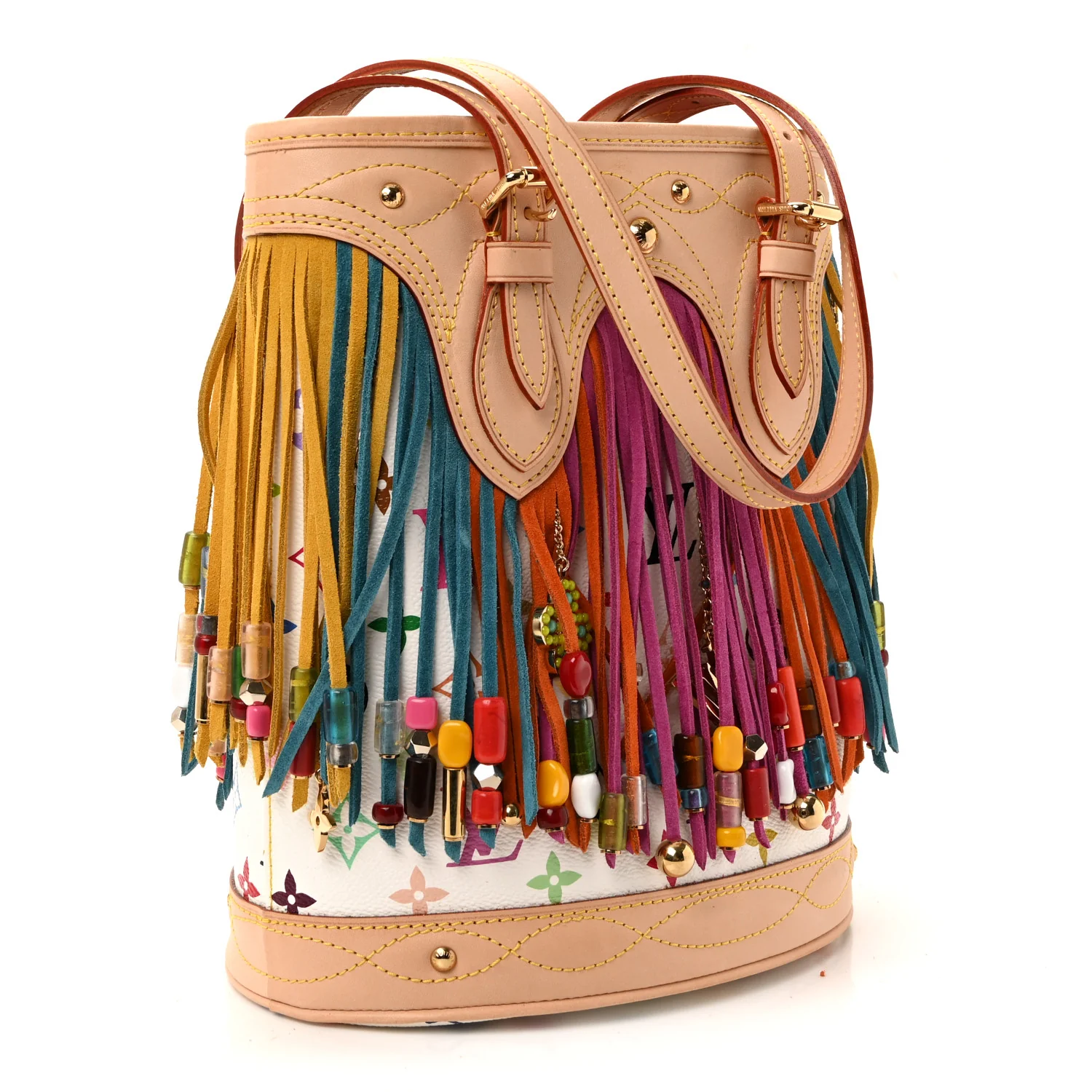 Monogram Multicolor Fringe Bucket White - Image 4