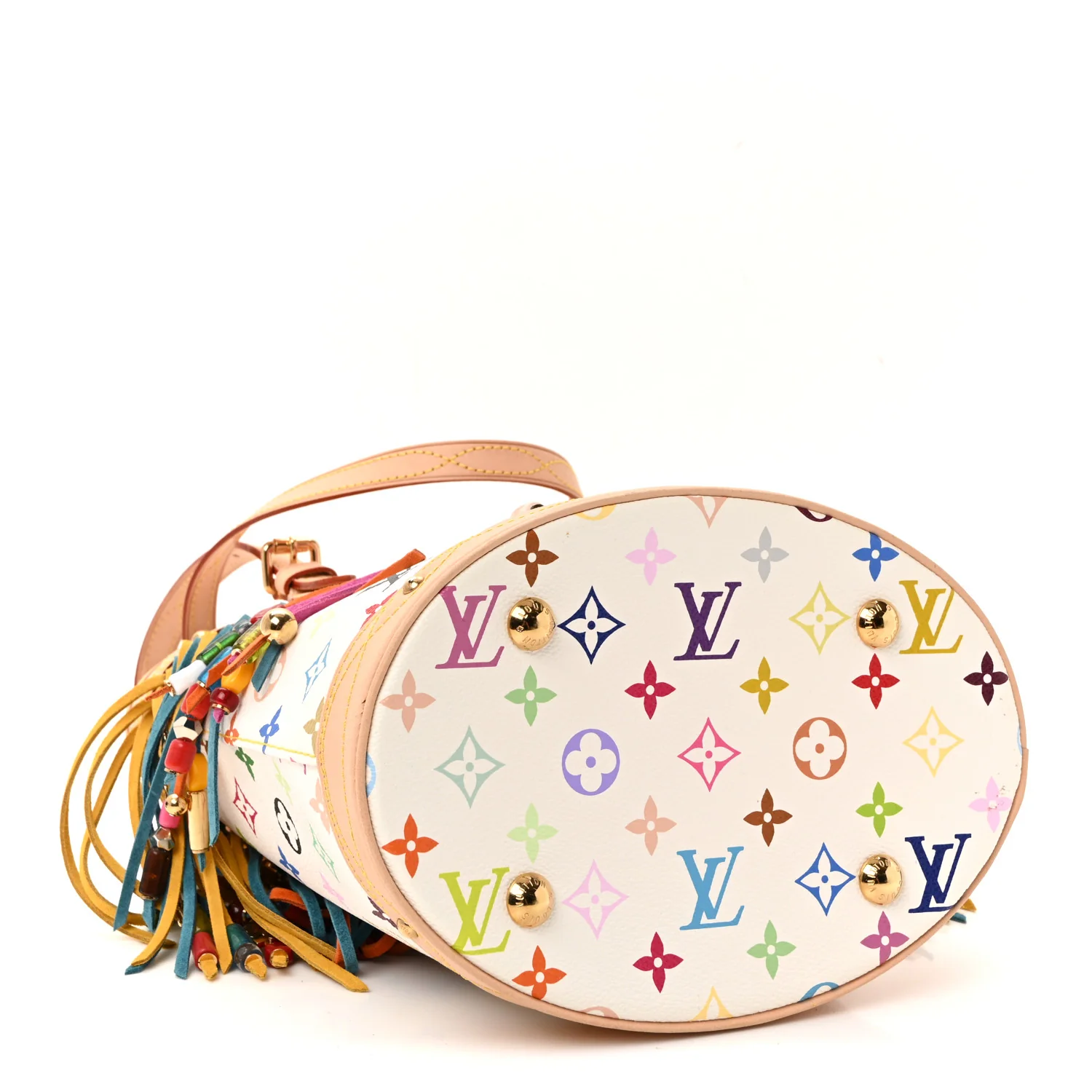 Monogram Multicolor Fringe Bucket White - Image 5