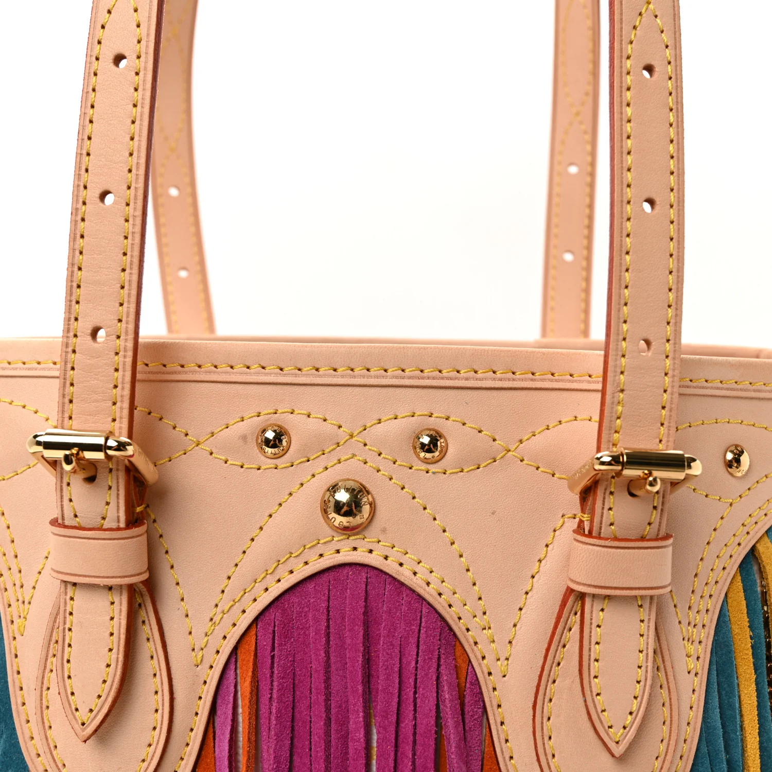 Monogram Multicolor Fringe Bucket White - Image 8