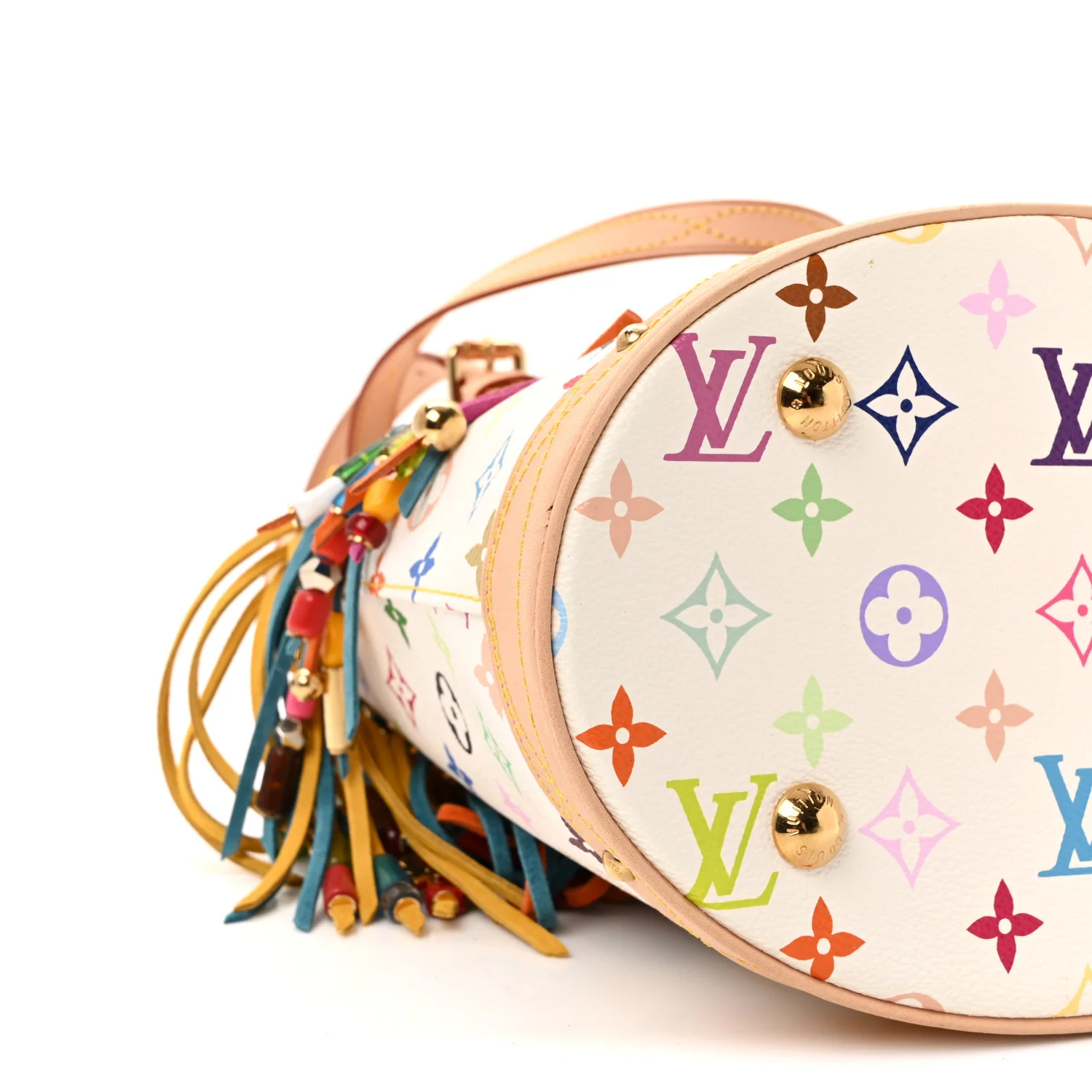 Monogram Multicolor Fringe Bucket White - Image 9
