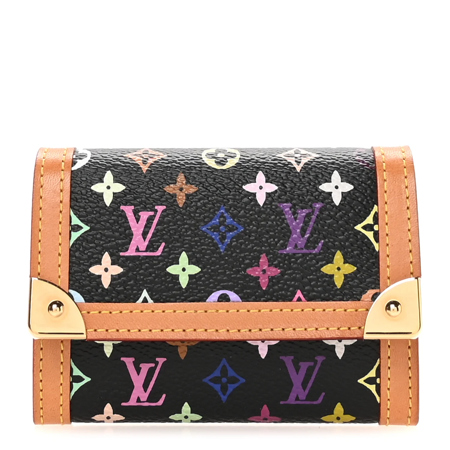 Monogram Multicolor Porte-Monnaie Plat Coin Purse Black
