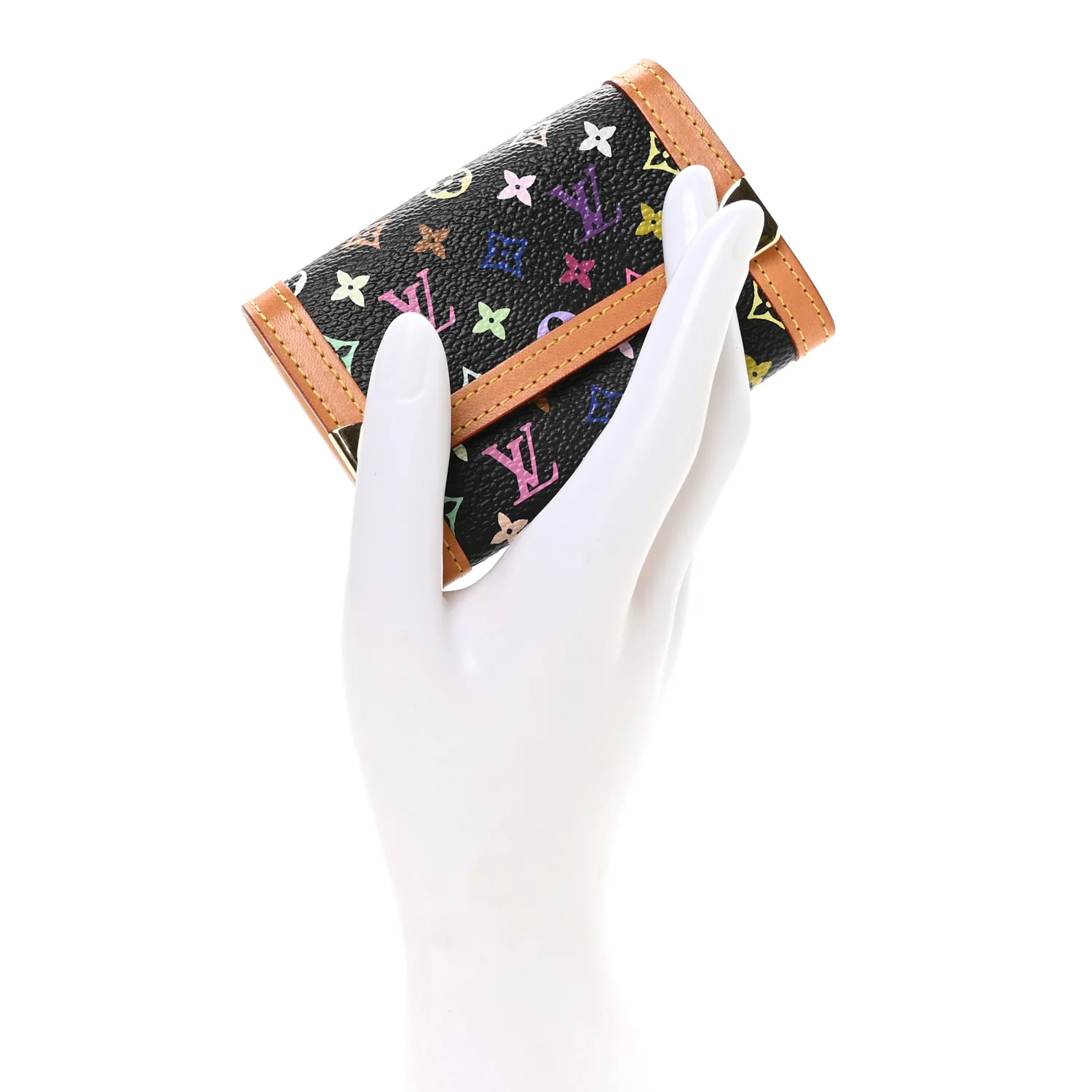 Monogram Multicolor Porte-Monnaie Plat Coin Purse Black - Image 2