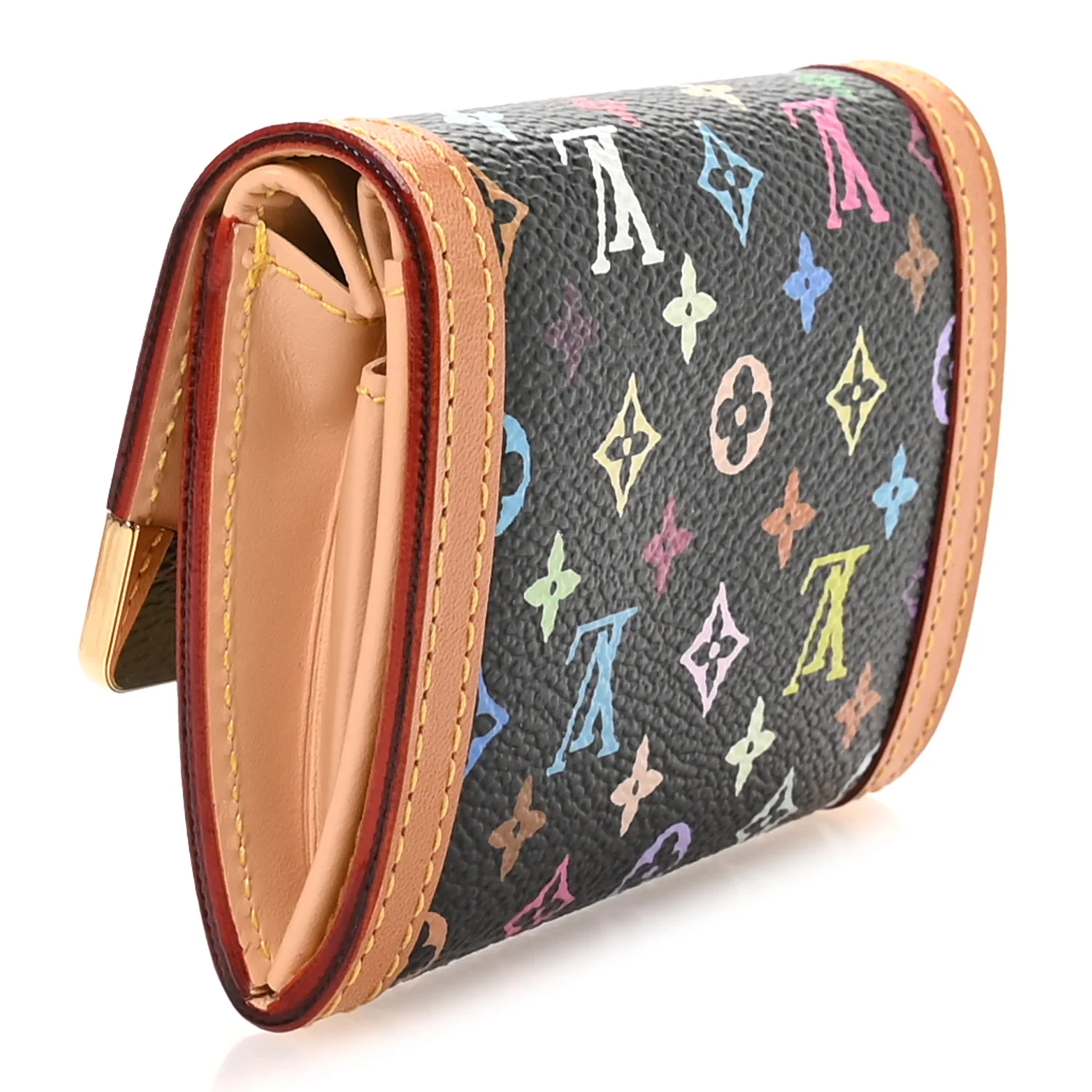 Monogram Multicolor Porte-Monnaie Plat Coin Purse Black - Image 3
