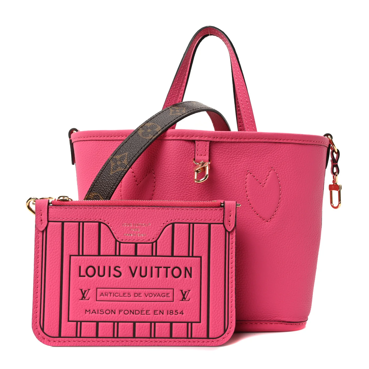 Monogram Neverfull Inside Out Bandouliere BB Rose Pondichery - Image 13