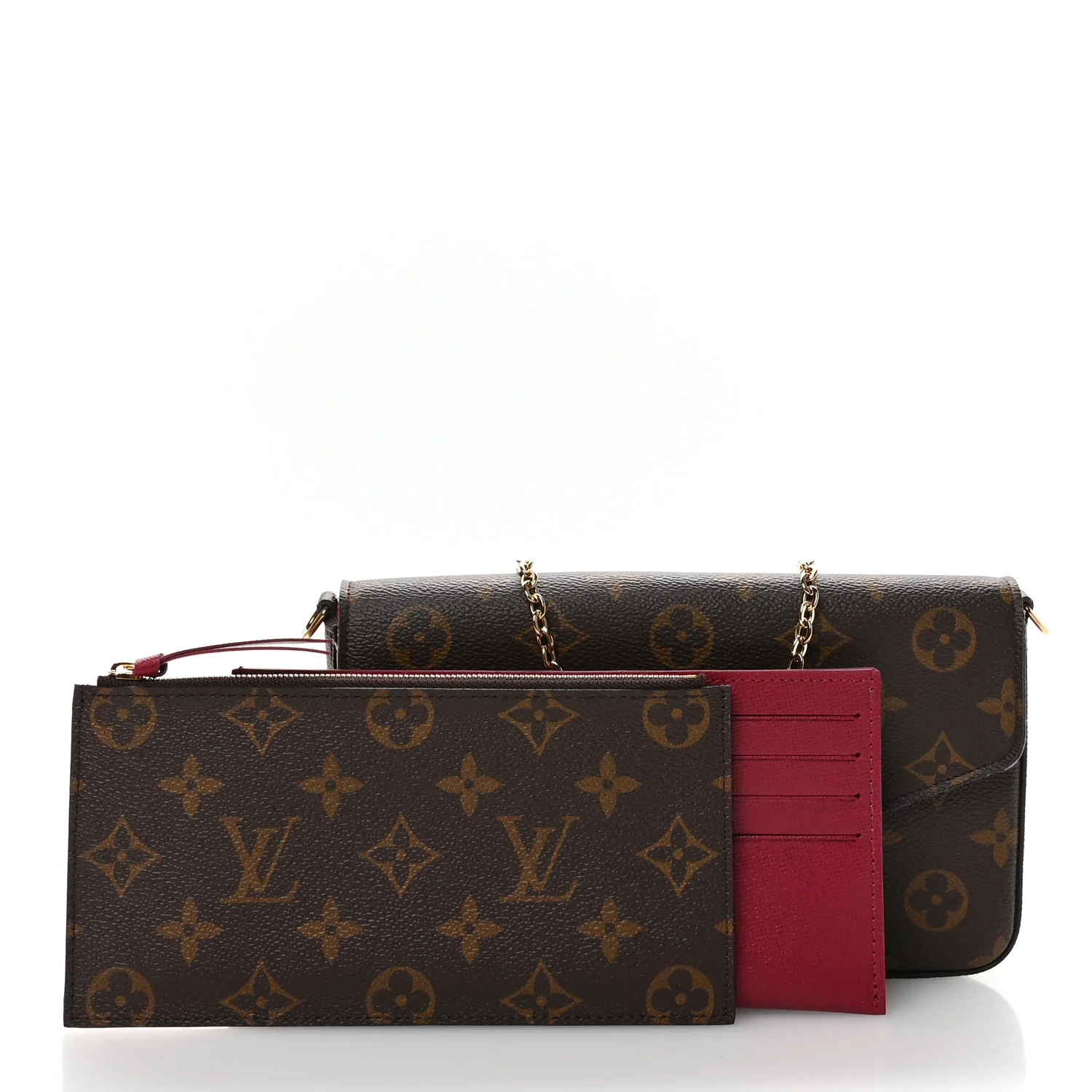 Monogram Pochette Felicie Chain Wallet Fuchsia - Image 3