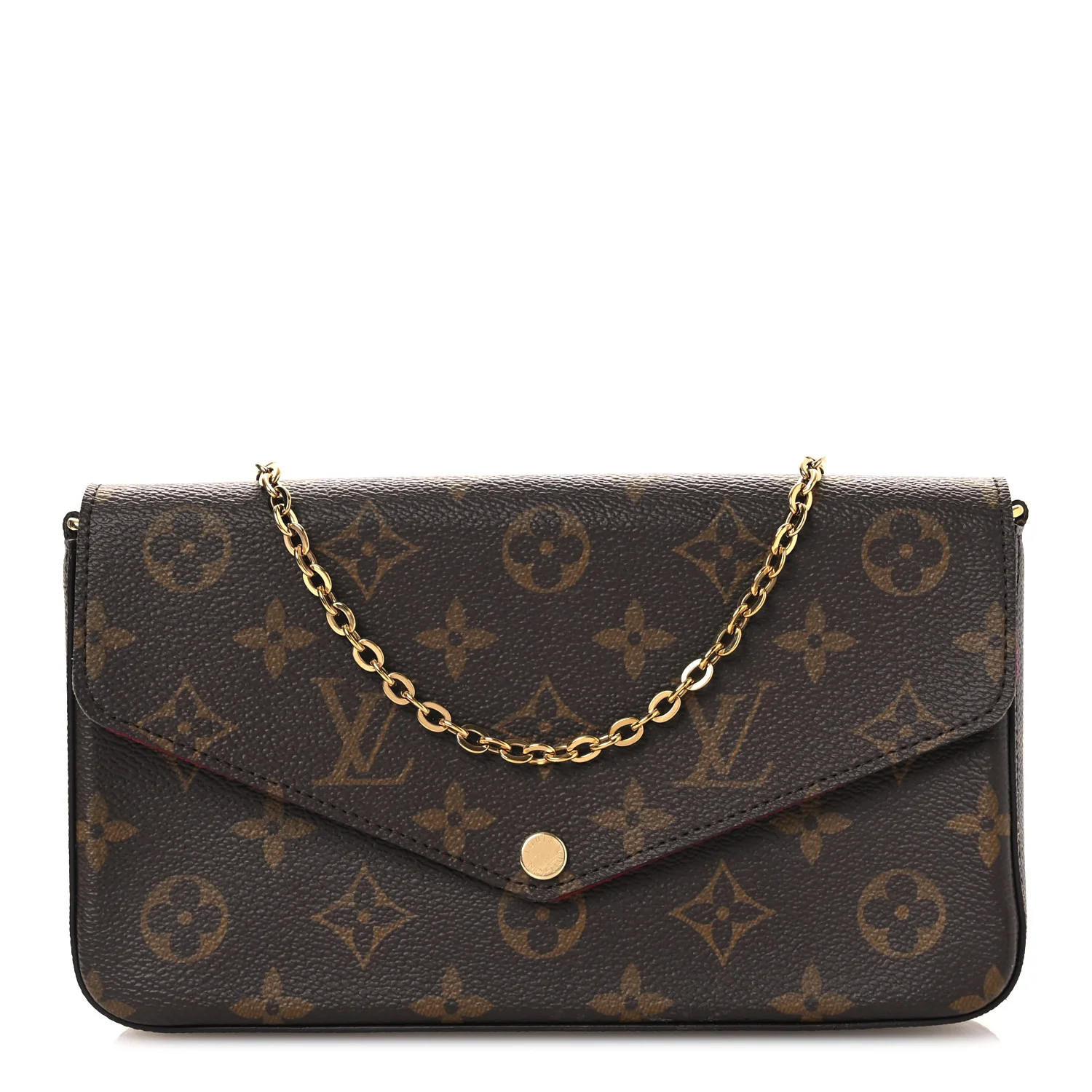 Monogram Pochette Felicie Chain Wallet Fuchsia