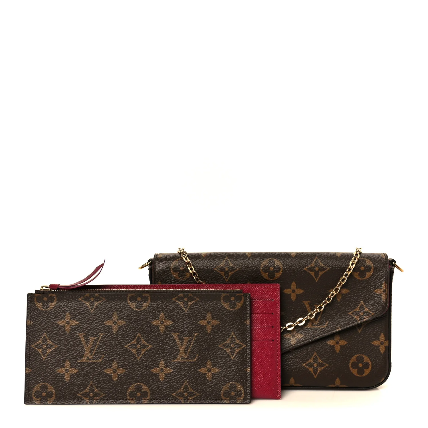 Monogram Pochette Felicie Chain Wallet Fuchsia - Image 3