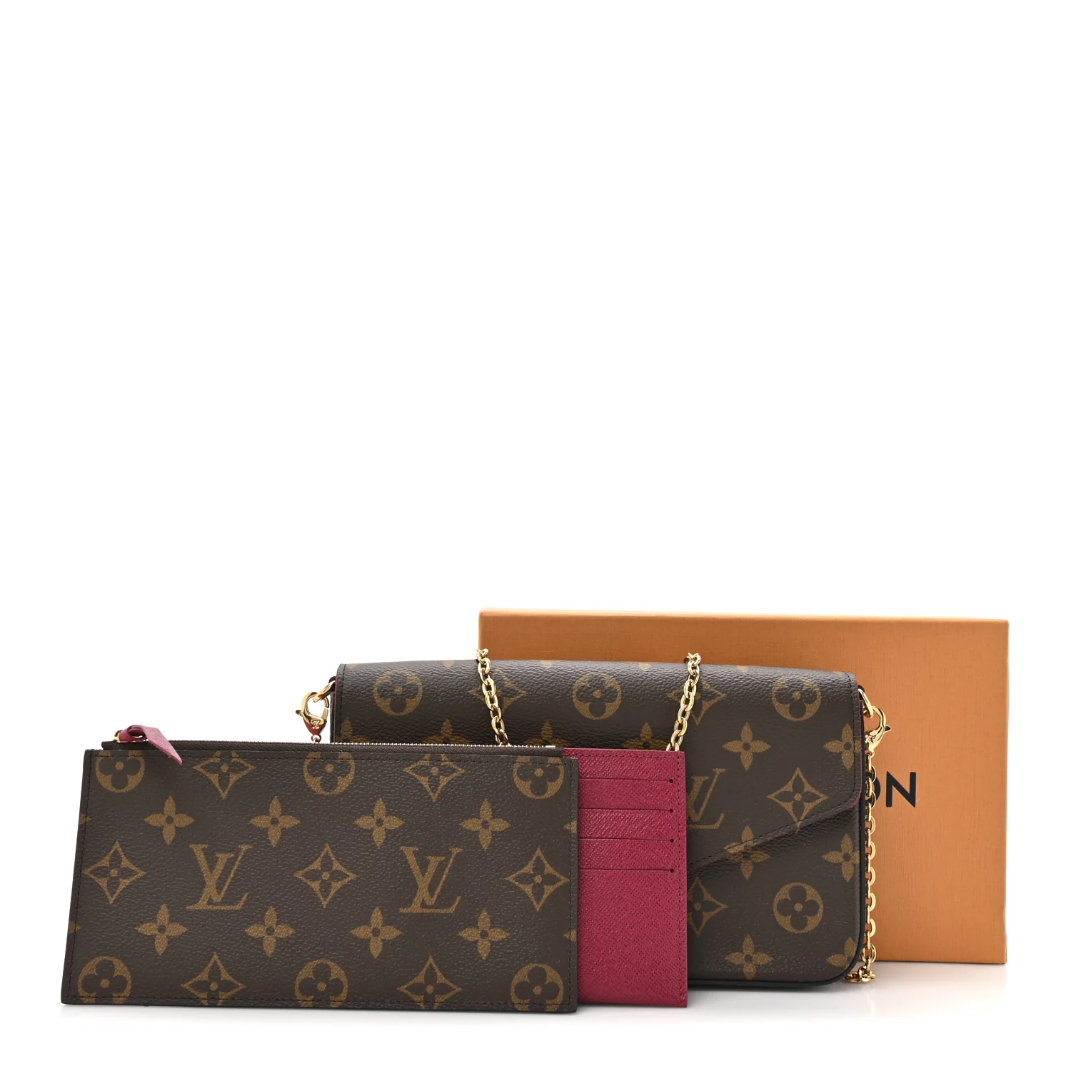 Monogram Pochette Felicie Chain Wallet Fuchsia - Image 15