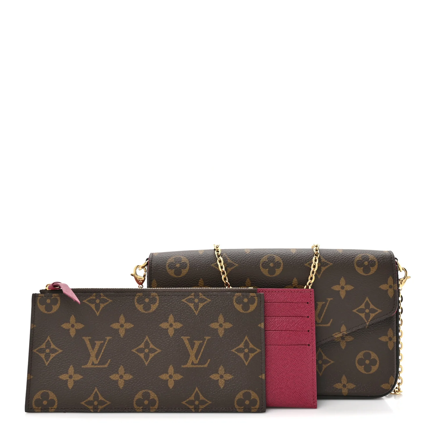 Monogram Pochette Felicie Chain Wallet Fuchsia - Image 3