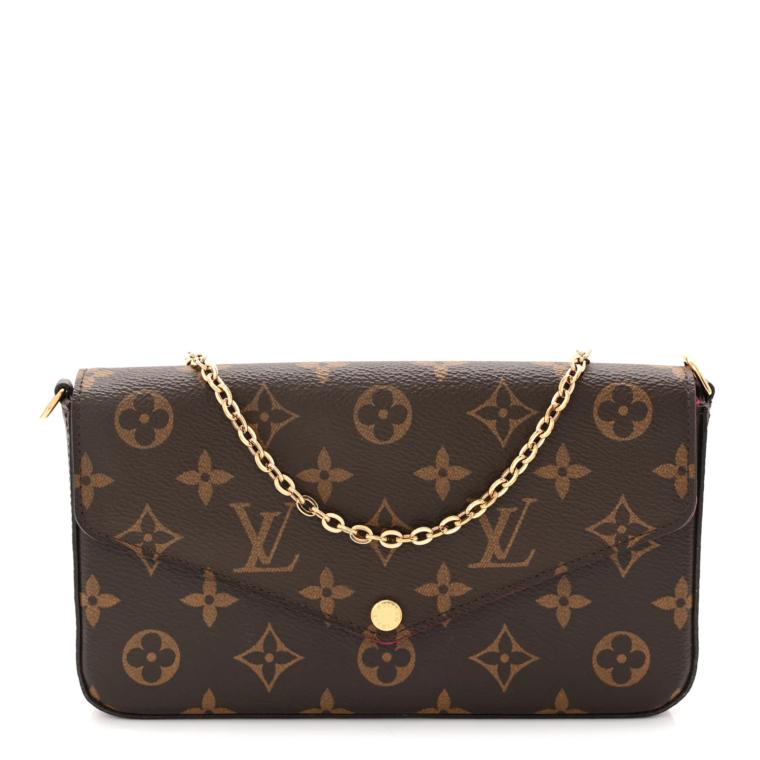 Monogram Pochette Felicie Chain Wallet Fuchsia