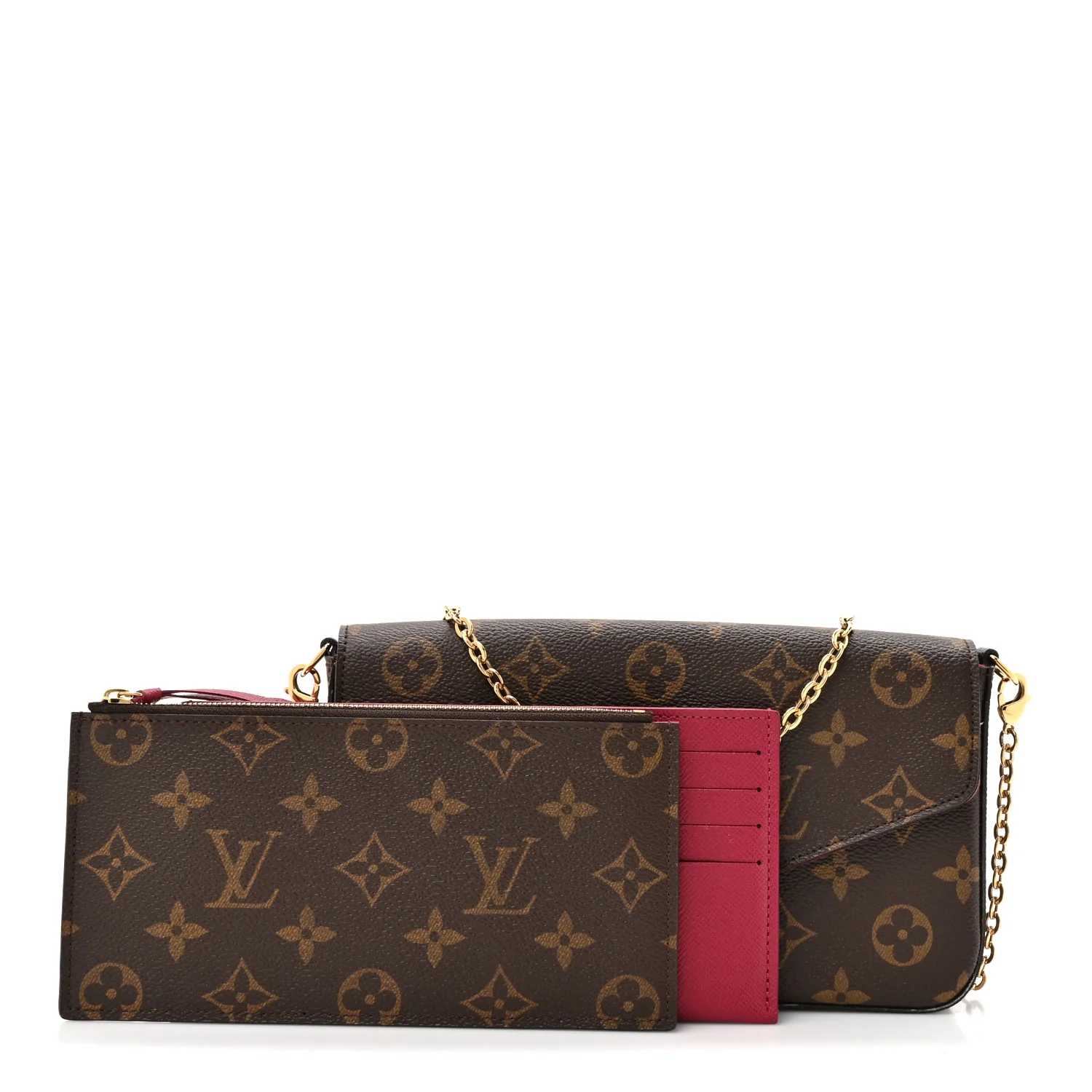 Monogram Pochette Felicie Chain Wallet Fuchsia - Image 3
