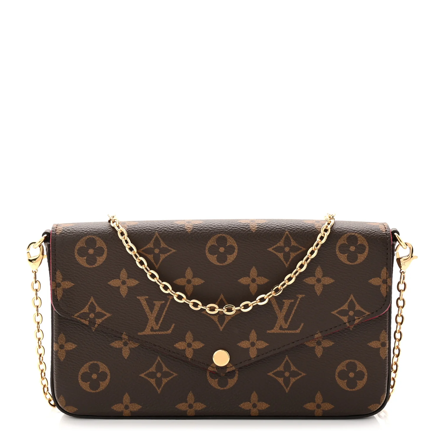 Monogram Pochette Felicie Chain Wallet Fuchsia