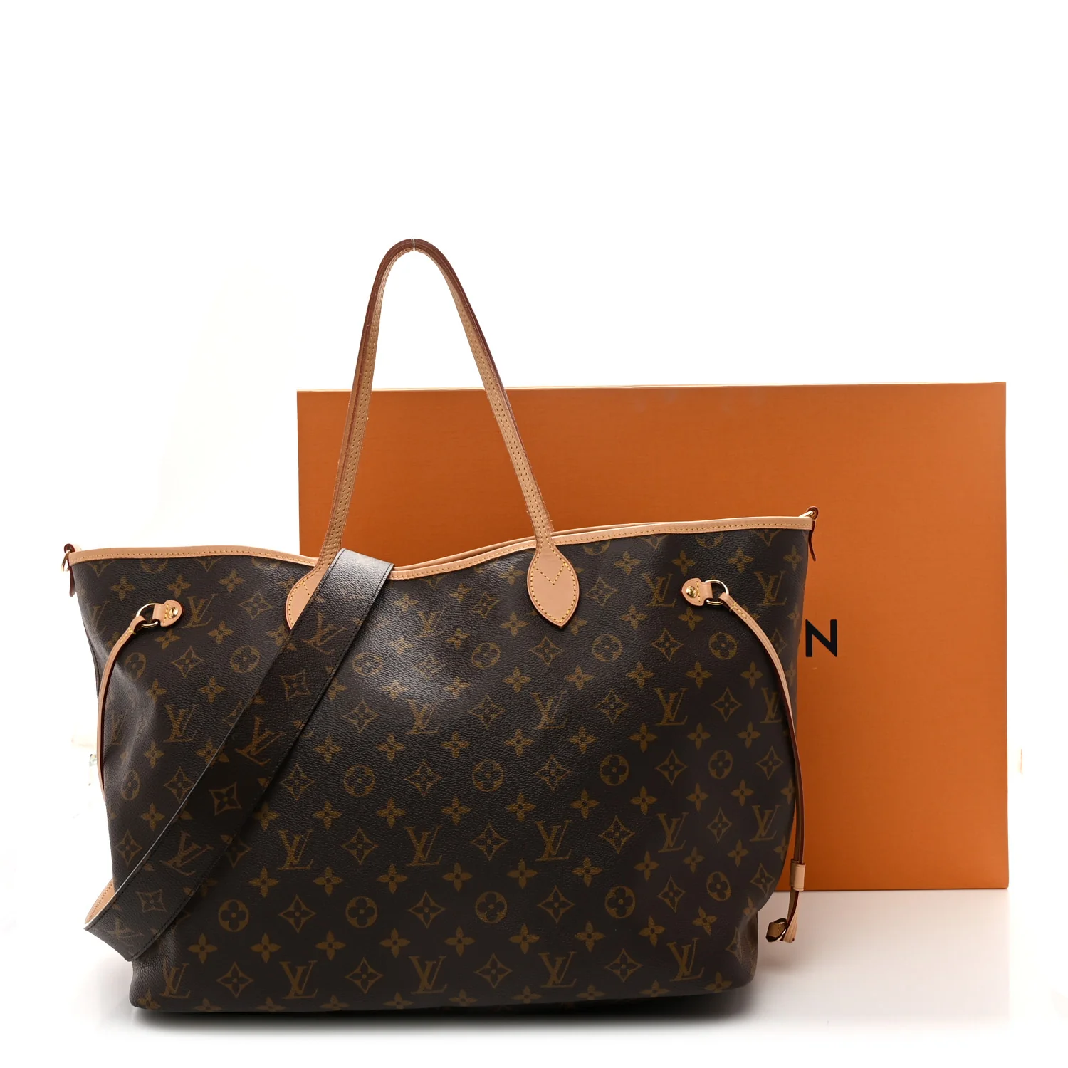 Monogram Stamped Inside Out Neverfull Bandouliere GM Beige - Image 16