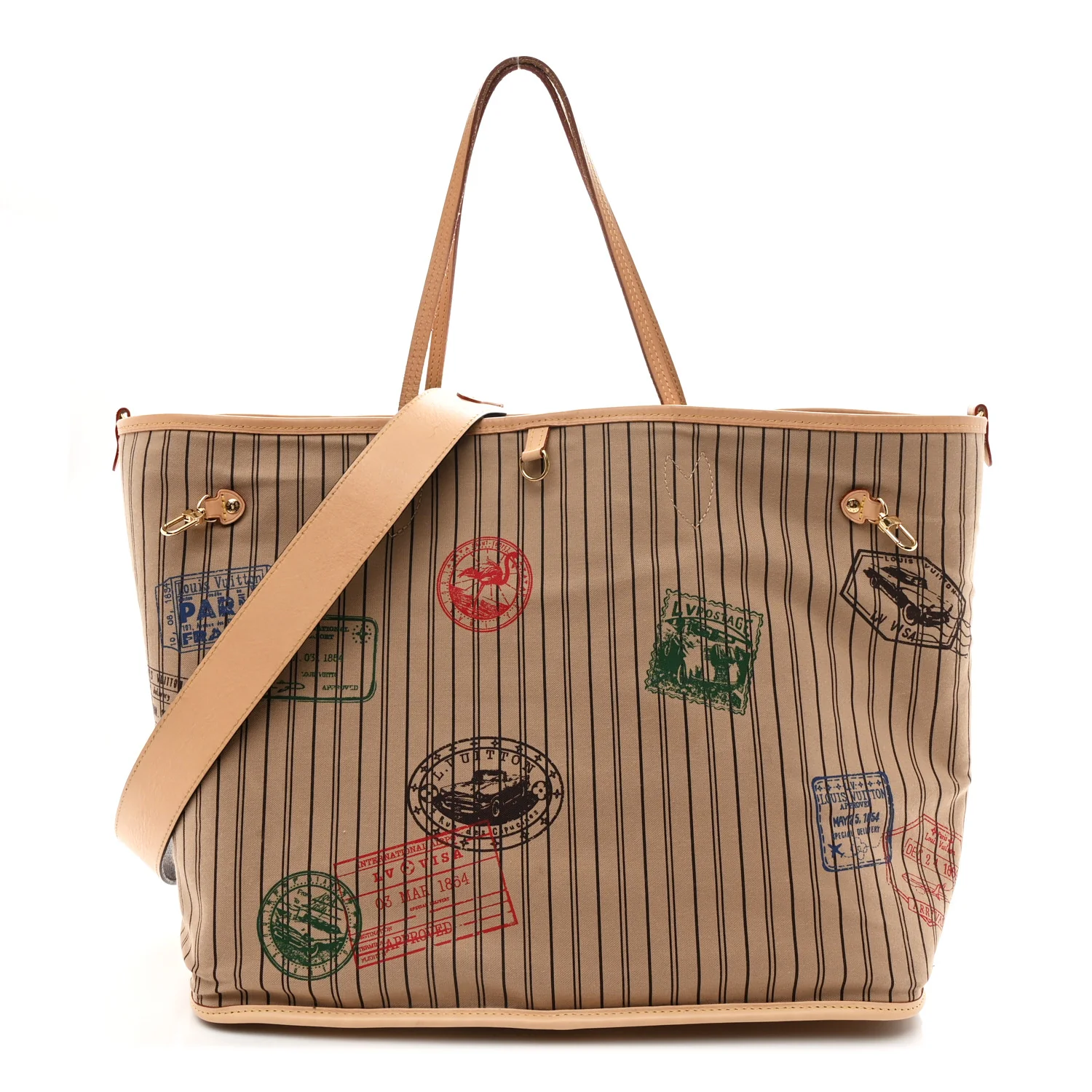 Monogram Stamped Inside Out Neverfull Bandouliere GM Beige - Image 3
