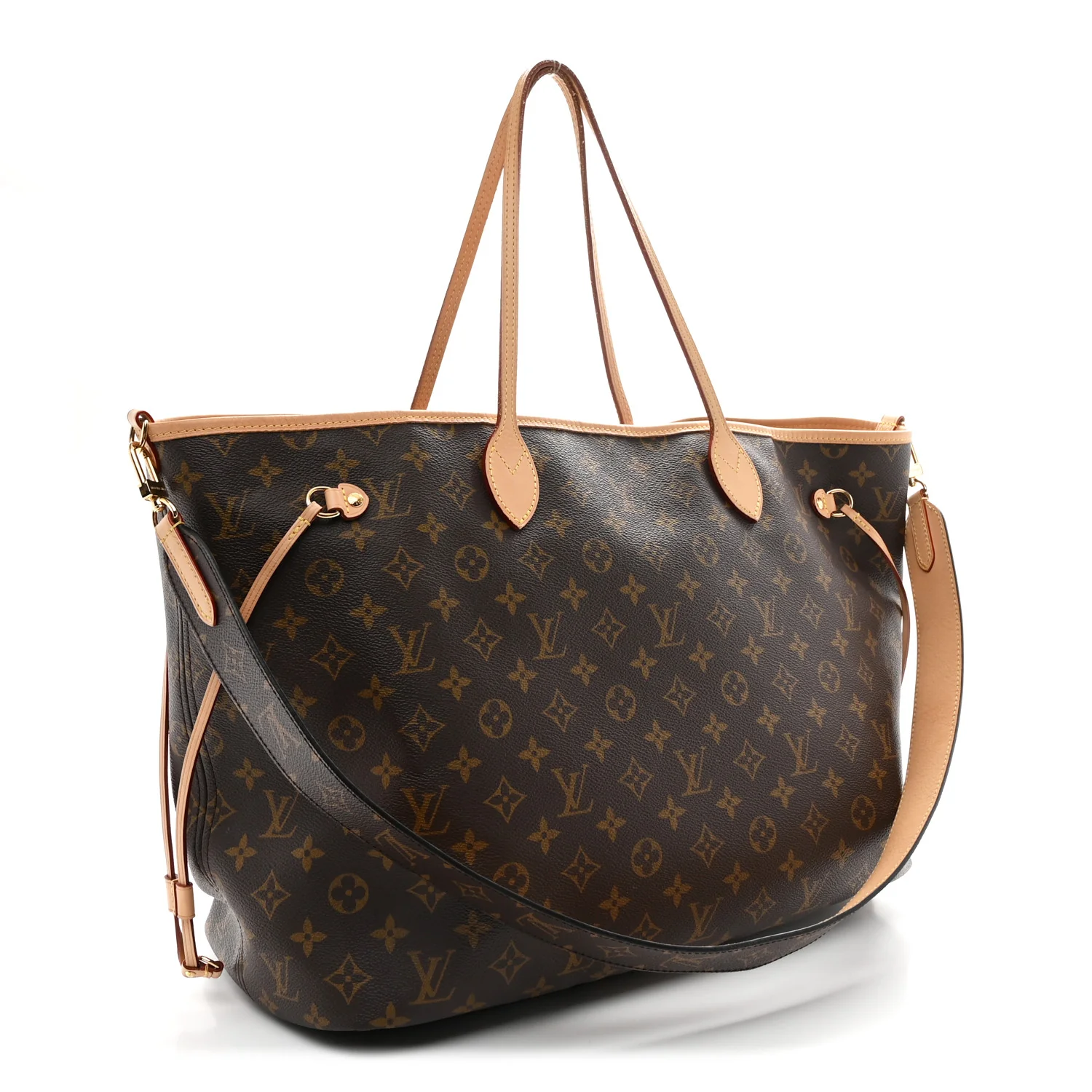 Monogram Stamped Inside Out Neverfull Bandouliere GM Beige - Image 4
