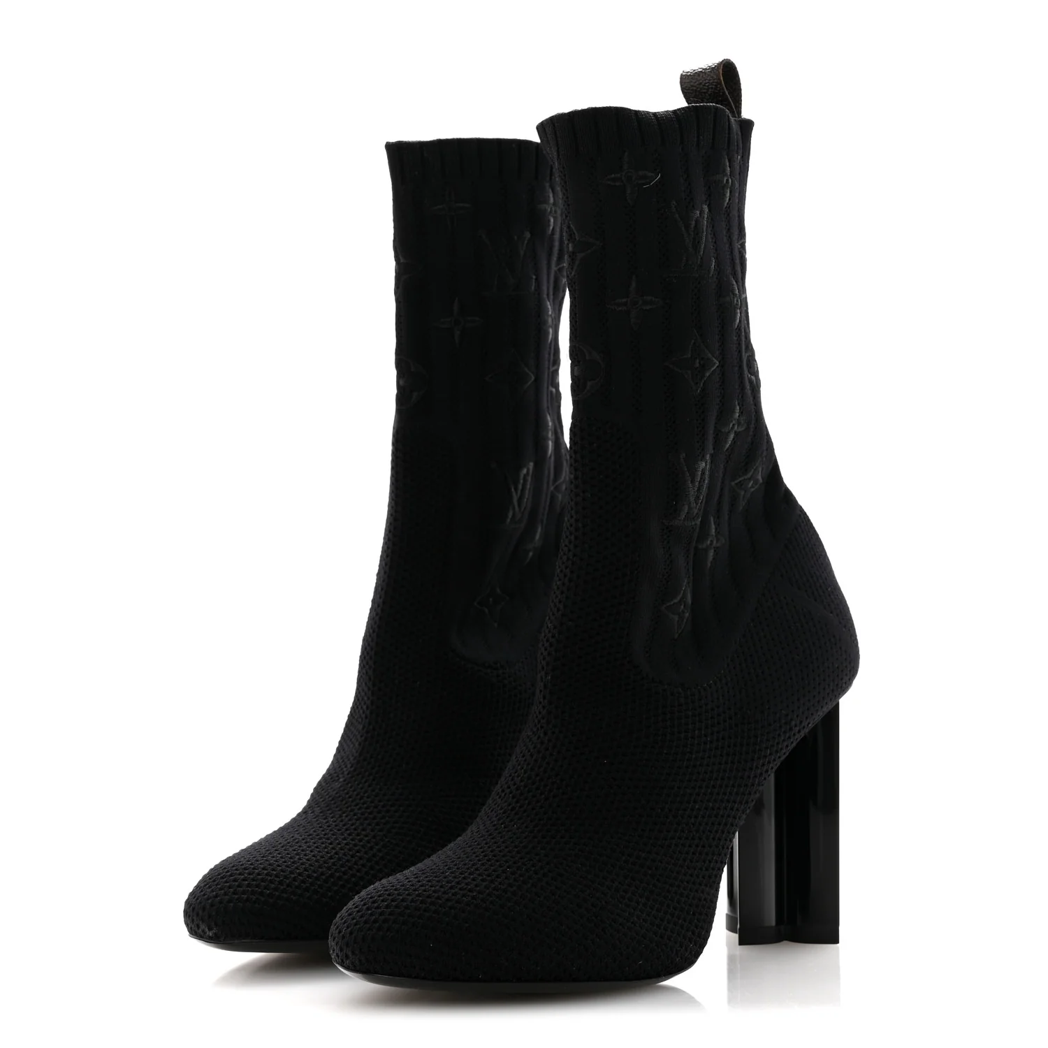 Monogram Stretch Fabric Silhouette Ankle Boots 38 Black - Image 4