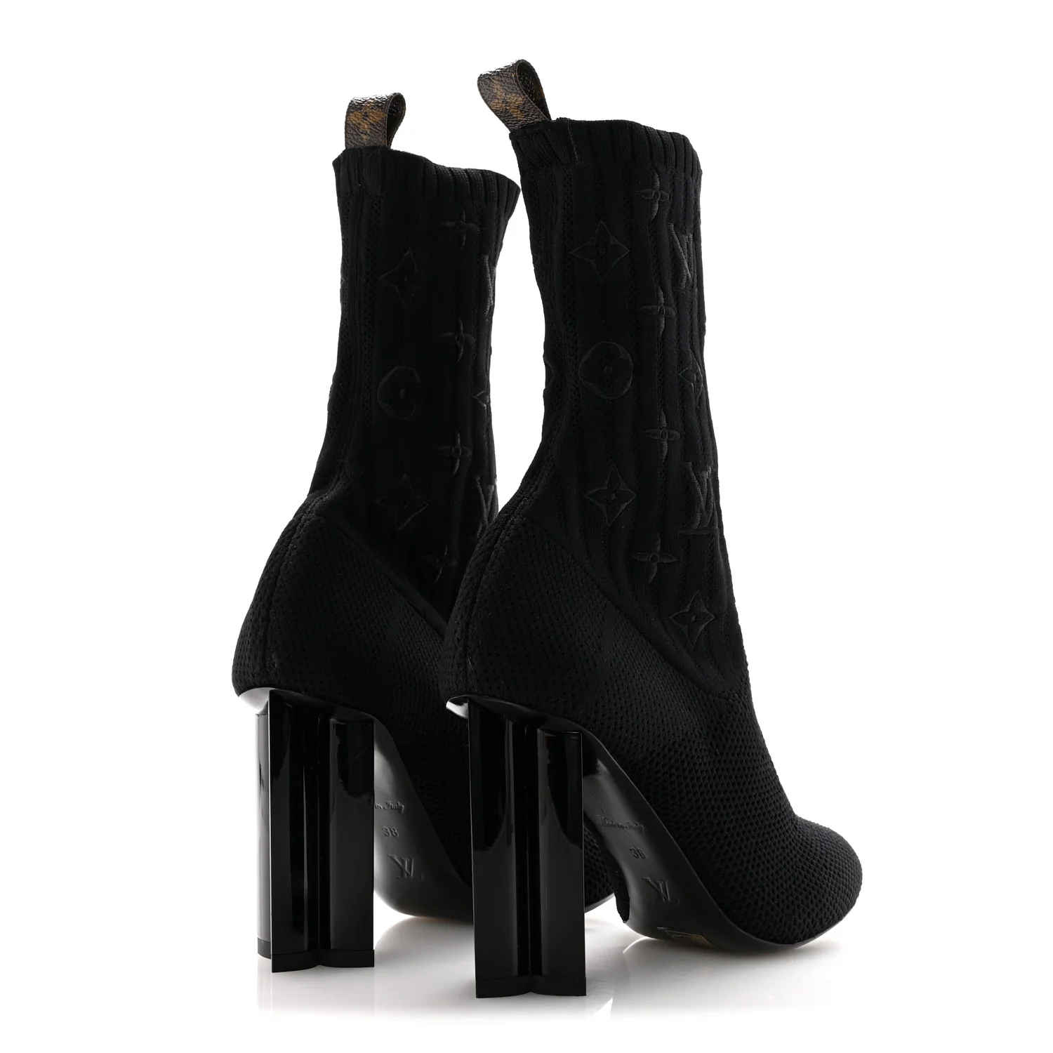 Monogram Stretch Fabric Silhouette Ankle Boots 38 Black - Image 5