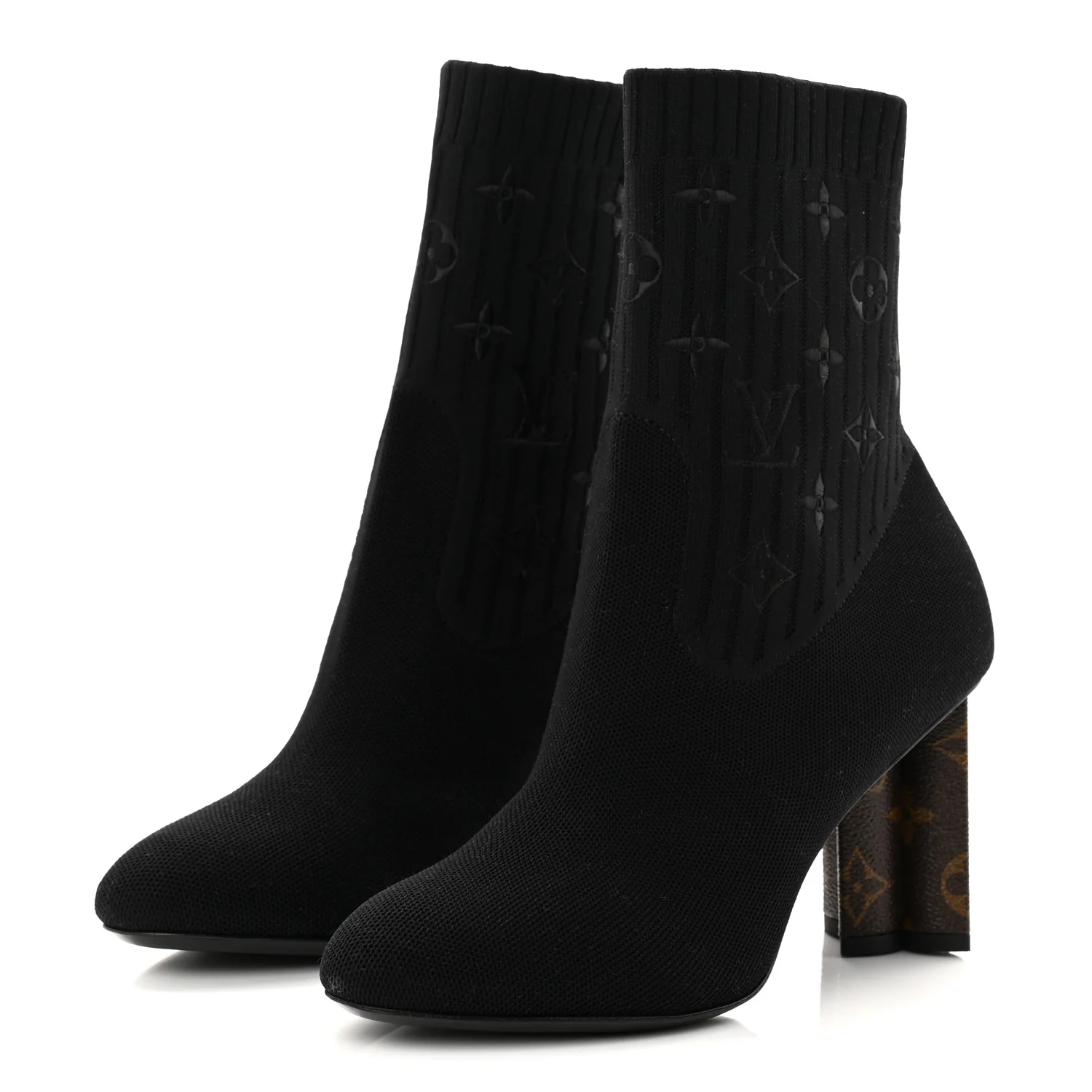 Monogram Stretch Fabric Silhouette Ankle Boots 39 Black - Image 3