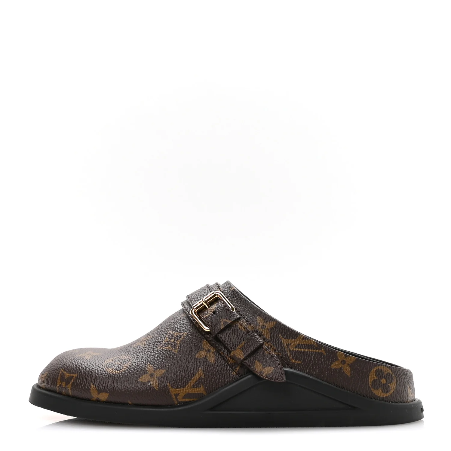 Monogram To Go Womes Flat Comfort Clog Mules 37.5 Brown