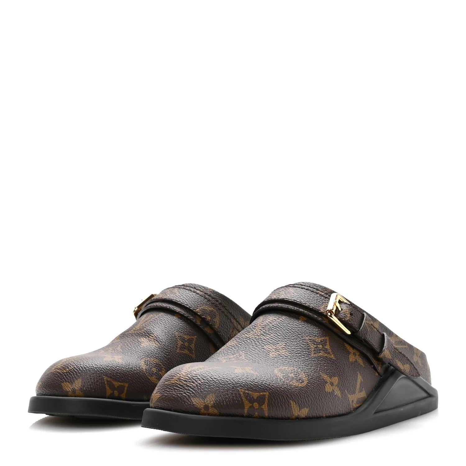 Monogram To Go Womes Flat Comfort Clog Mules 37.5 Brown - Image 4