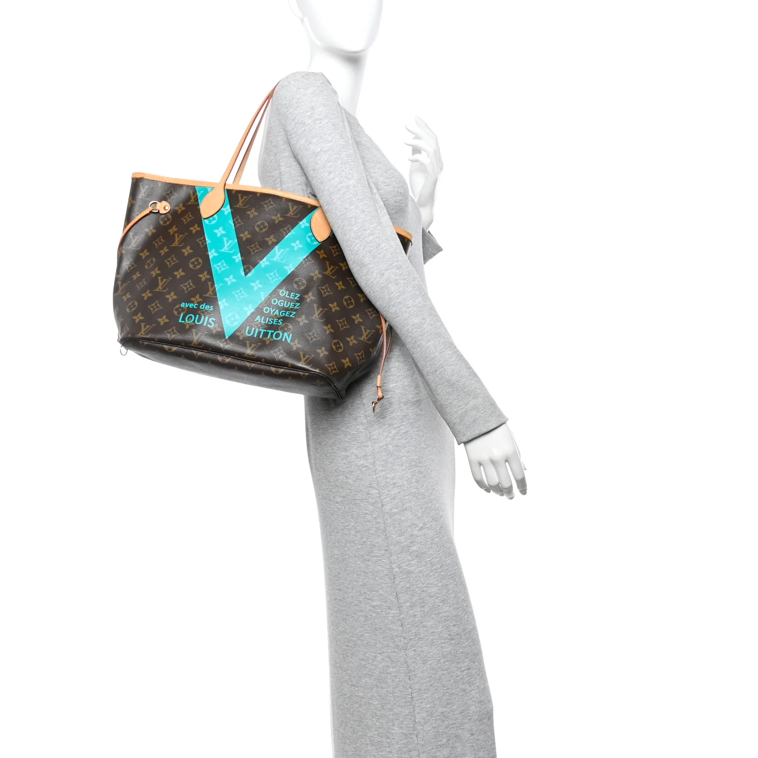 Monogram V Neverfull MM Turquoise - Image 2