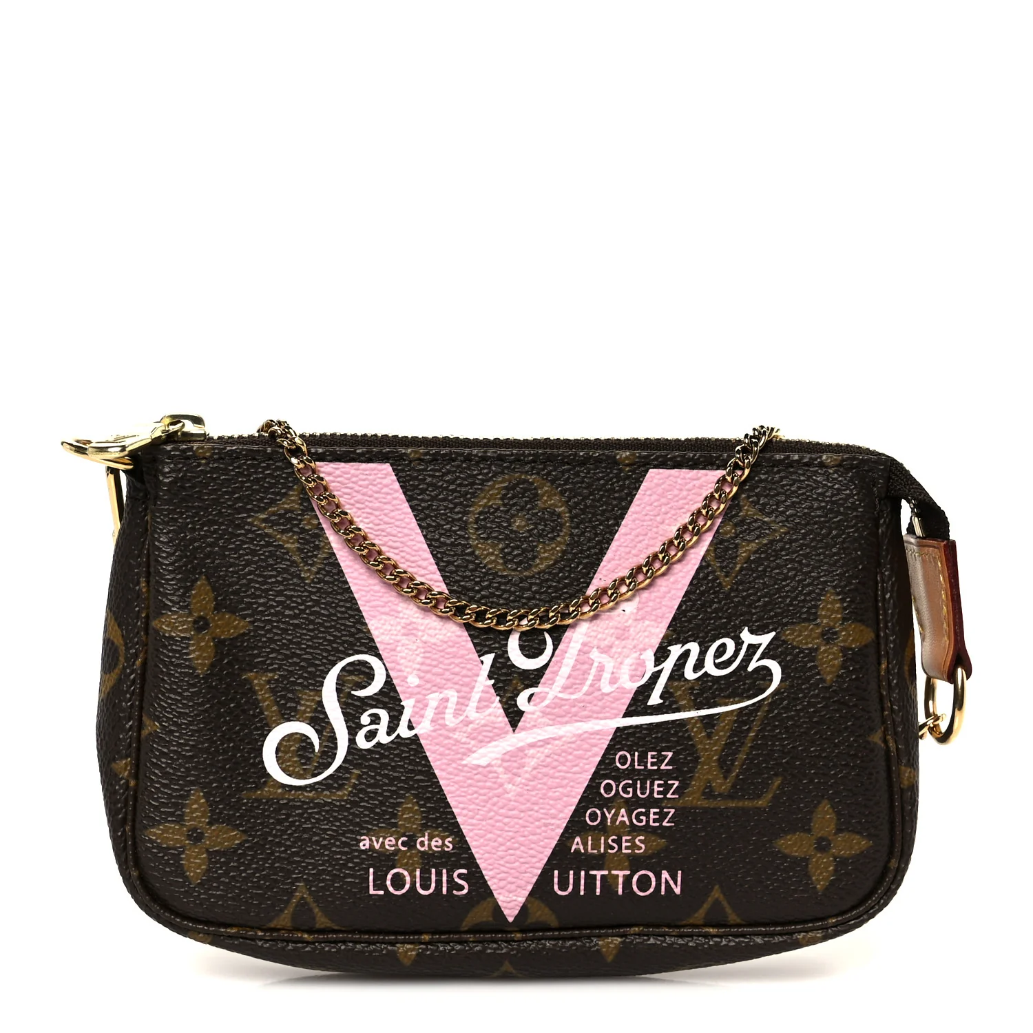 Monogram V Saint Tropez Mini Pochette Accessories Rose Ballerine