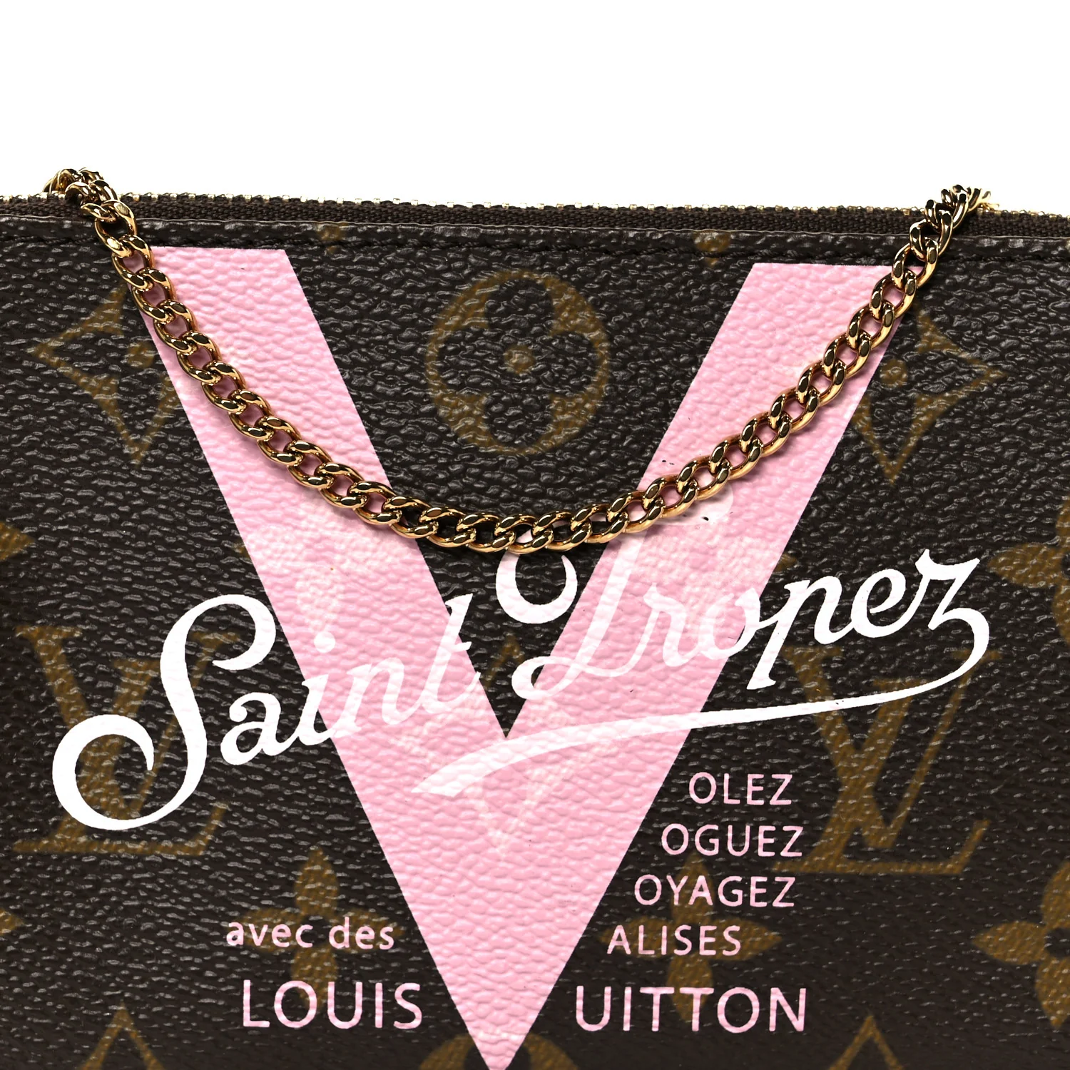 Monogram V Saint Tropez Mini Pochette Accessories Rose Ballerine - Image 8