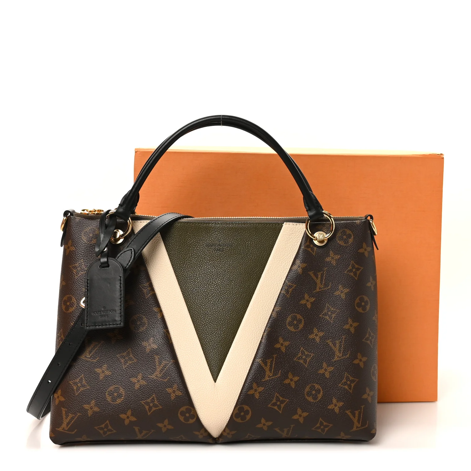Monogram V Tote MM Khaki Cream - Image 10