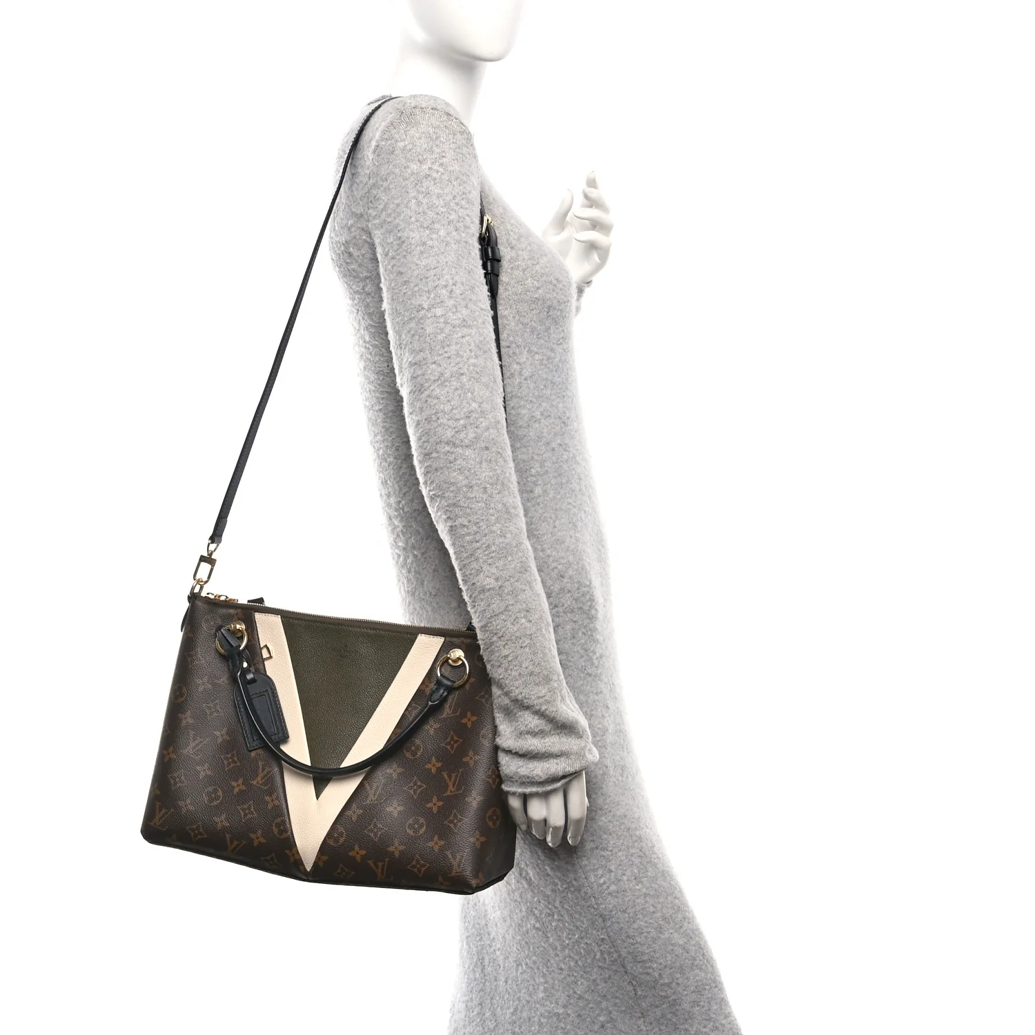 Monogram V Tote MM Khaki Cream - Image 2
