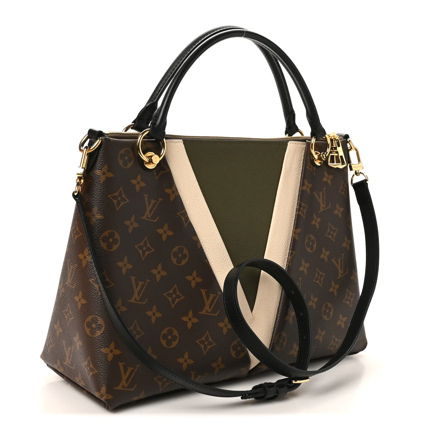 Monogram V Tote MM Khaki Cream - Image 3