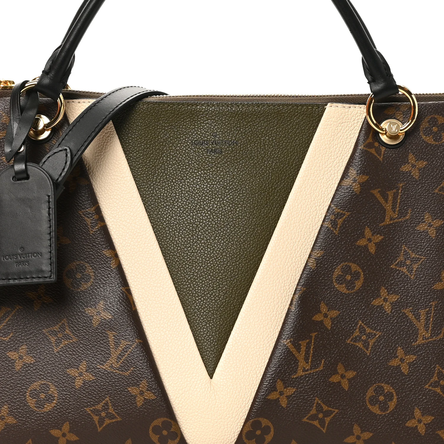 Monogram V Tote MM Khaki Cream - Image 7