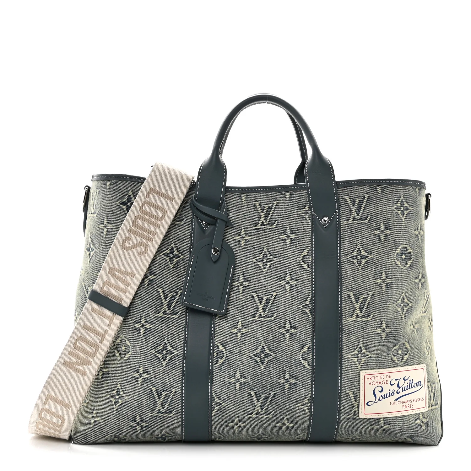 Monogram Washed Denim Weekend Tote NM Blue